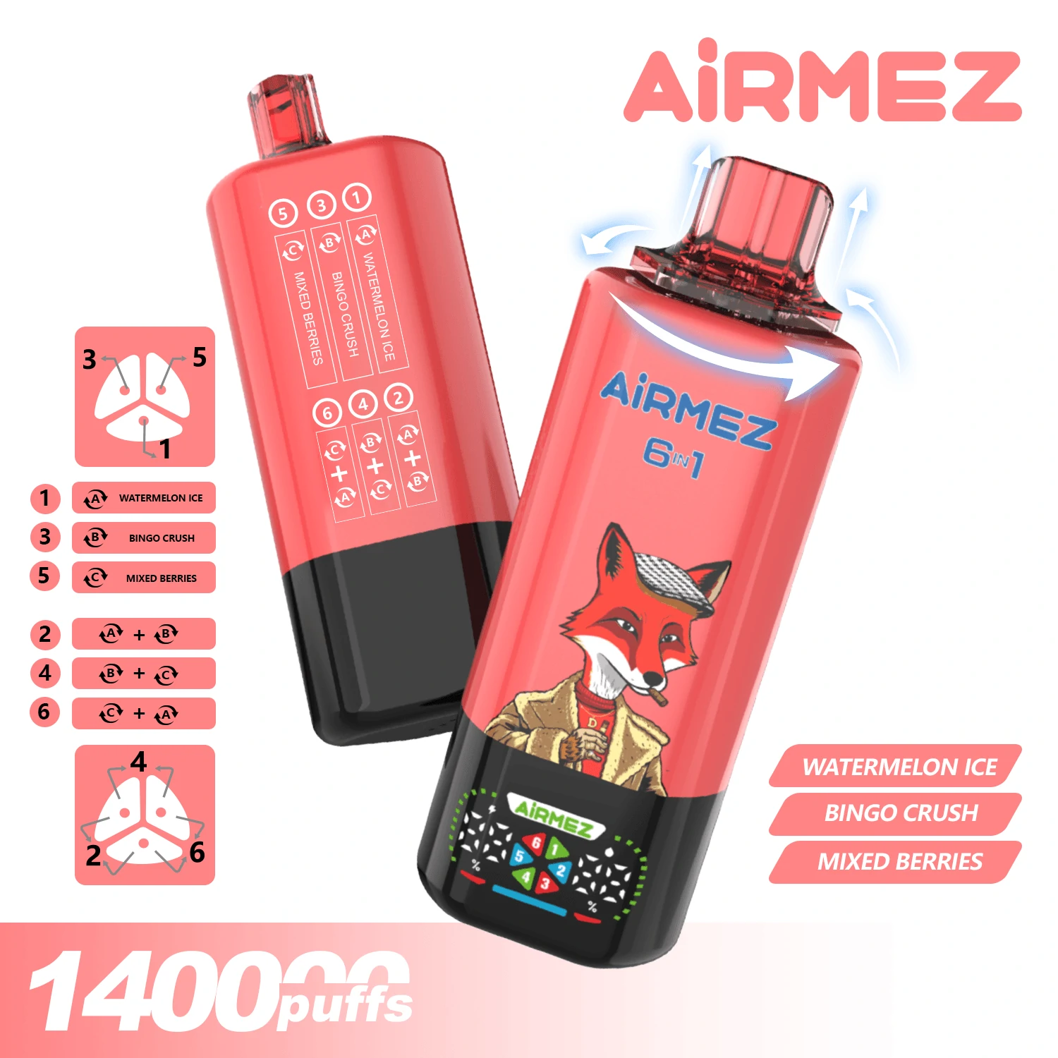 Airmez, 140,000 εισπνοές, αναλώσιμο ατμοποιητή 6-in-1, φωτογραφία 10