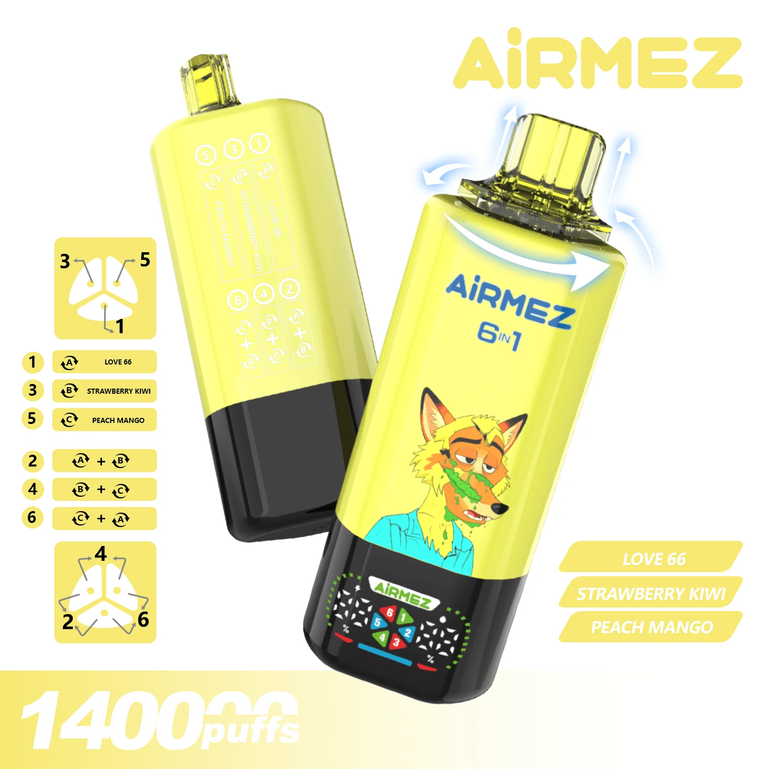 Airmez, 140,000 εισπνοές, αναλώσιμο ατμοποιητή 6-in-1, φωτογραφία 4