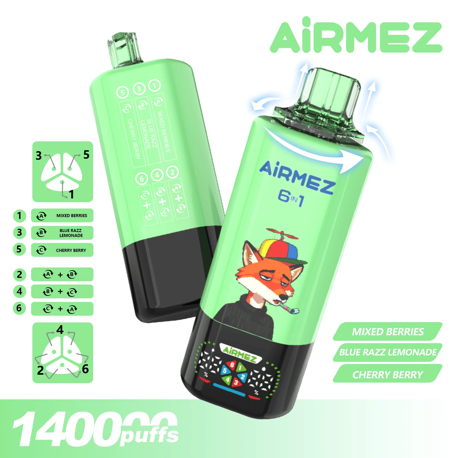 Airmez, 140,000 εισπνοές, αναλώσιμο ατμοποιητή 6-in-1, φωτογραφία 5