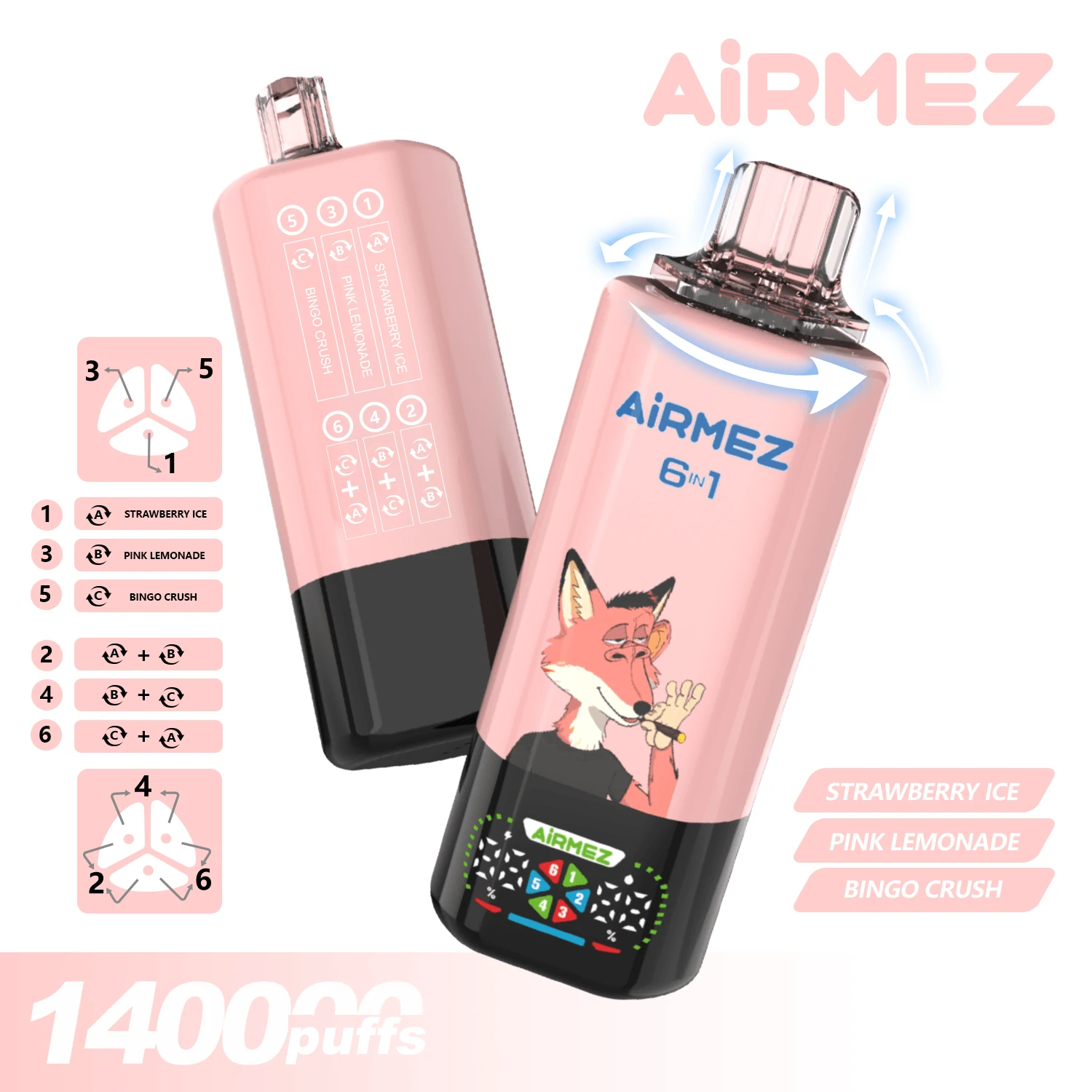 Airmez, 140,000 εισπνοές, αναλώσιμο ατμοποιητή 6-in-1, φωτογραφία 8
