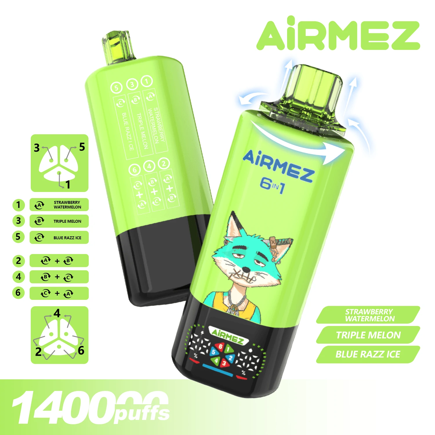 Airmez, 140,000 εισπνοές, αναλώσιμο ατμοποιητή 6-in-1, φωτογραφία 9
