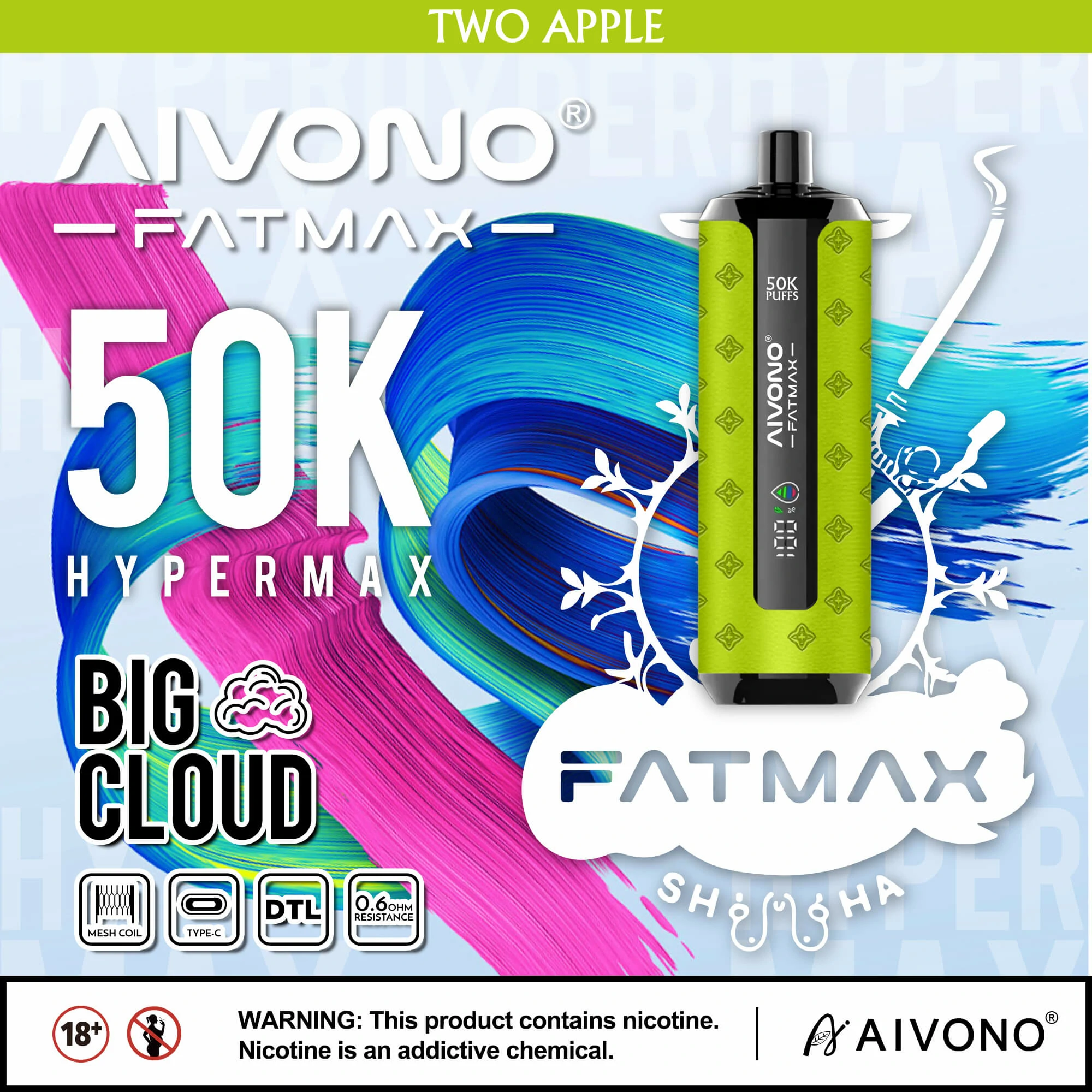 Jednorázový vaporizér Aivono, 50 000 potáhnutí, fotografie 2