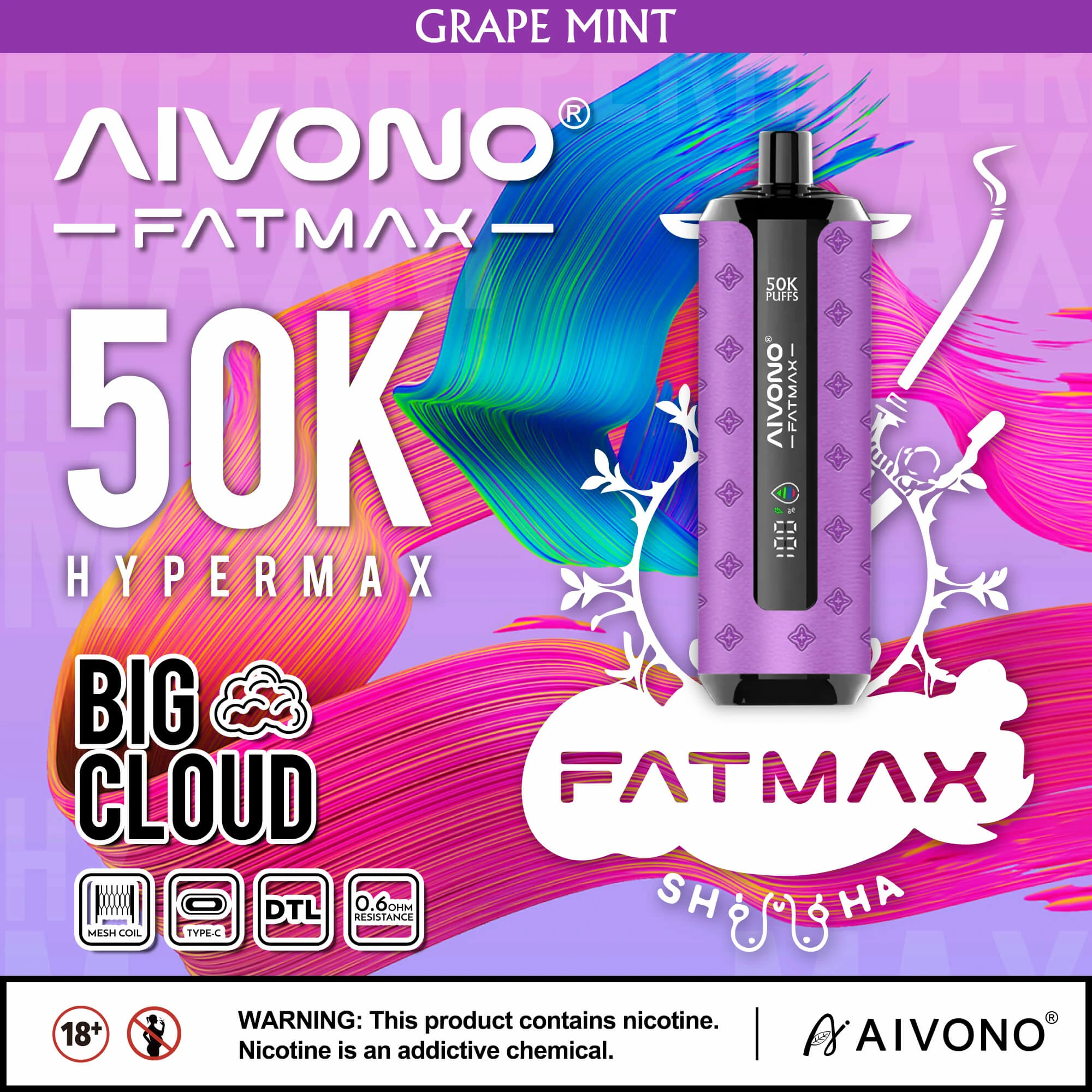 Jednorázový vaporizér Aivono, 50 000 potáhnutí, fotografie 3