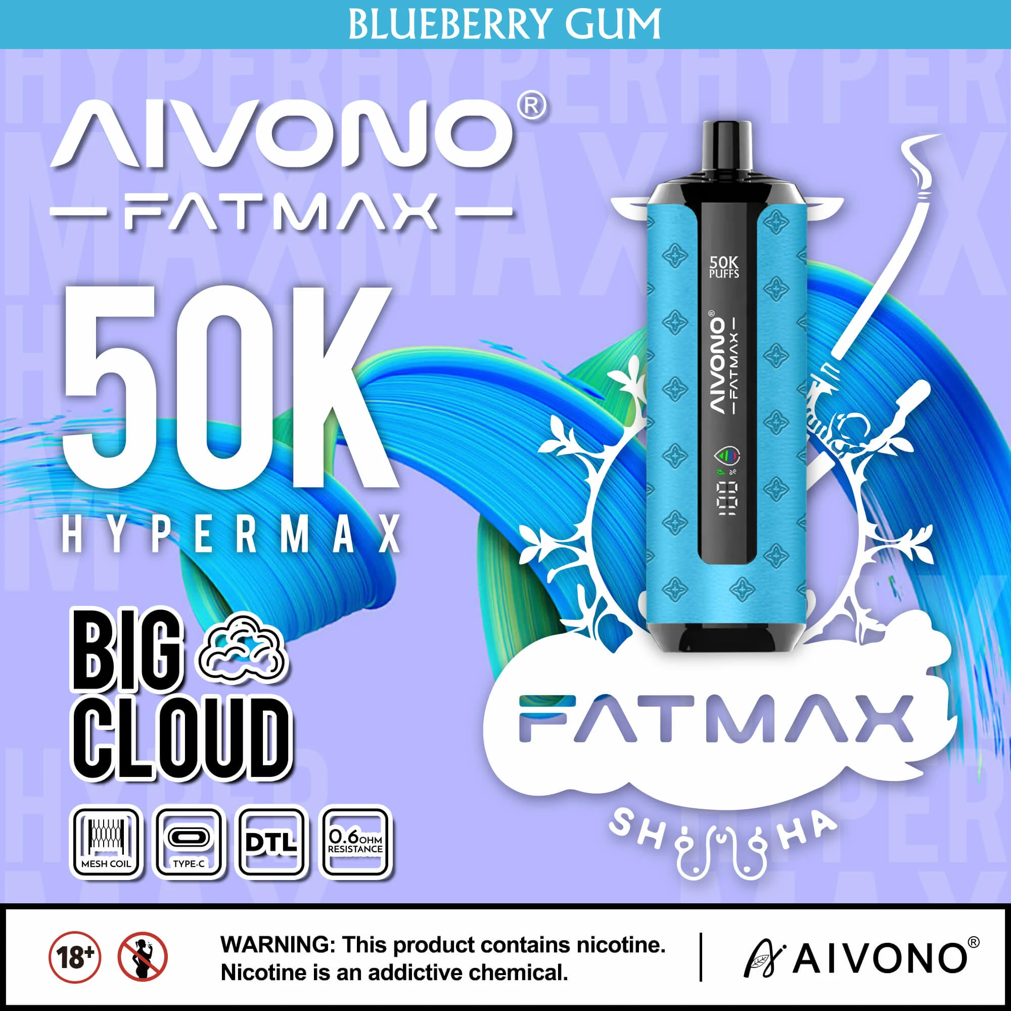 Jednorázový vaporizér Aivono, 50 000 potáhnutí, fotografie 4