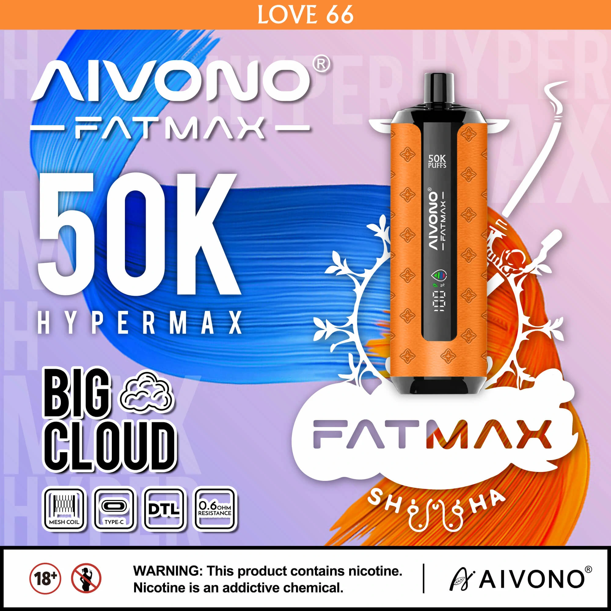 Jednorázový vaporizér Aivono, 50 000 potáhnutí, fotografie 5