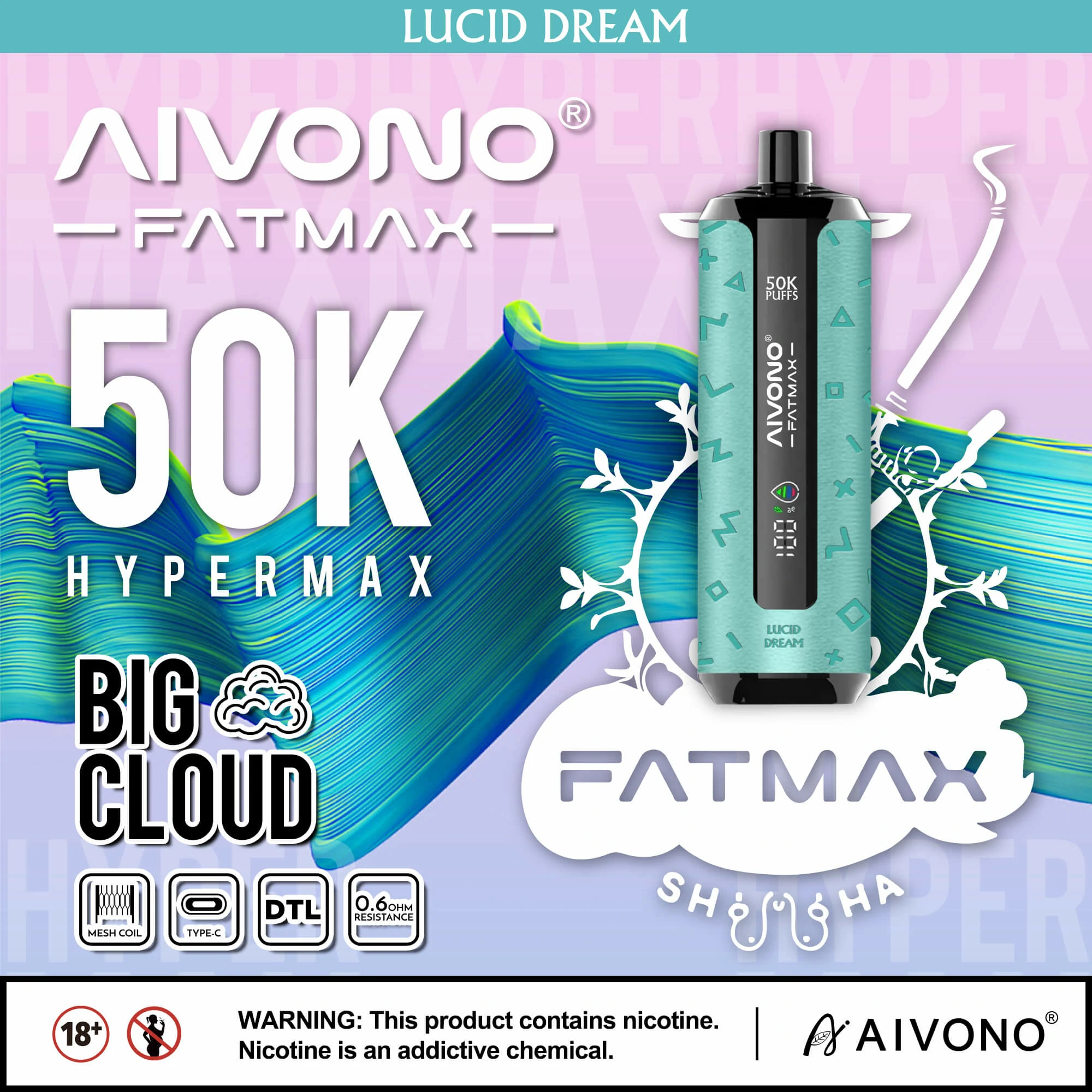 Jednorázový vaporizér Aivono, 50 000 potáhnutí, fotografie 6