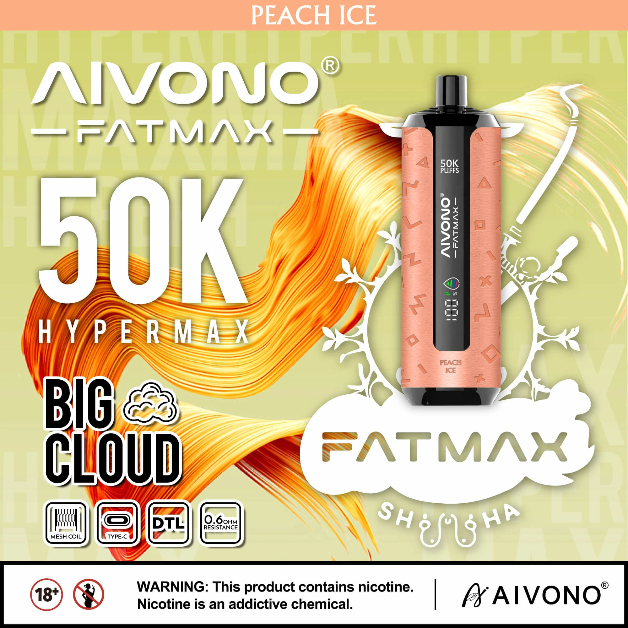Jednorázový vaporizér Aivono, 50 000 potáhnutí, fotografie 8
