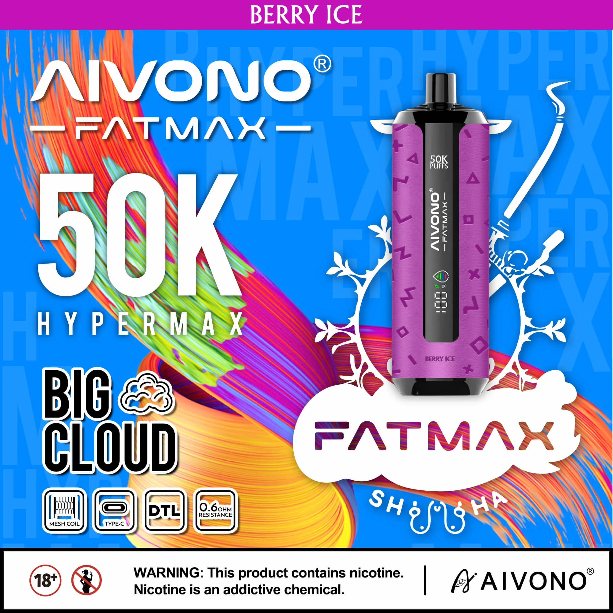 Jednorázový vaporizér Aivono, 50 000 potáhnutí, fotografie 9