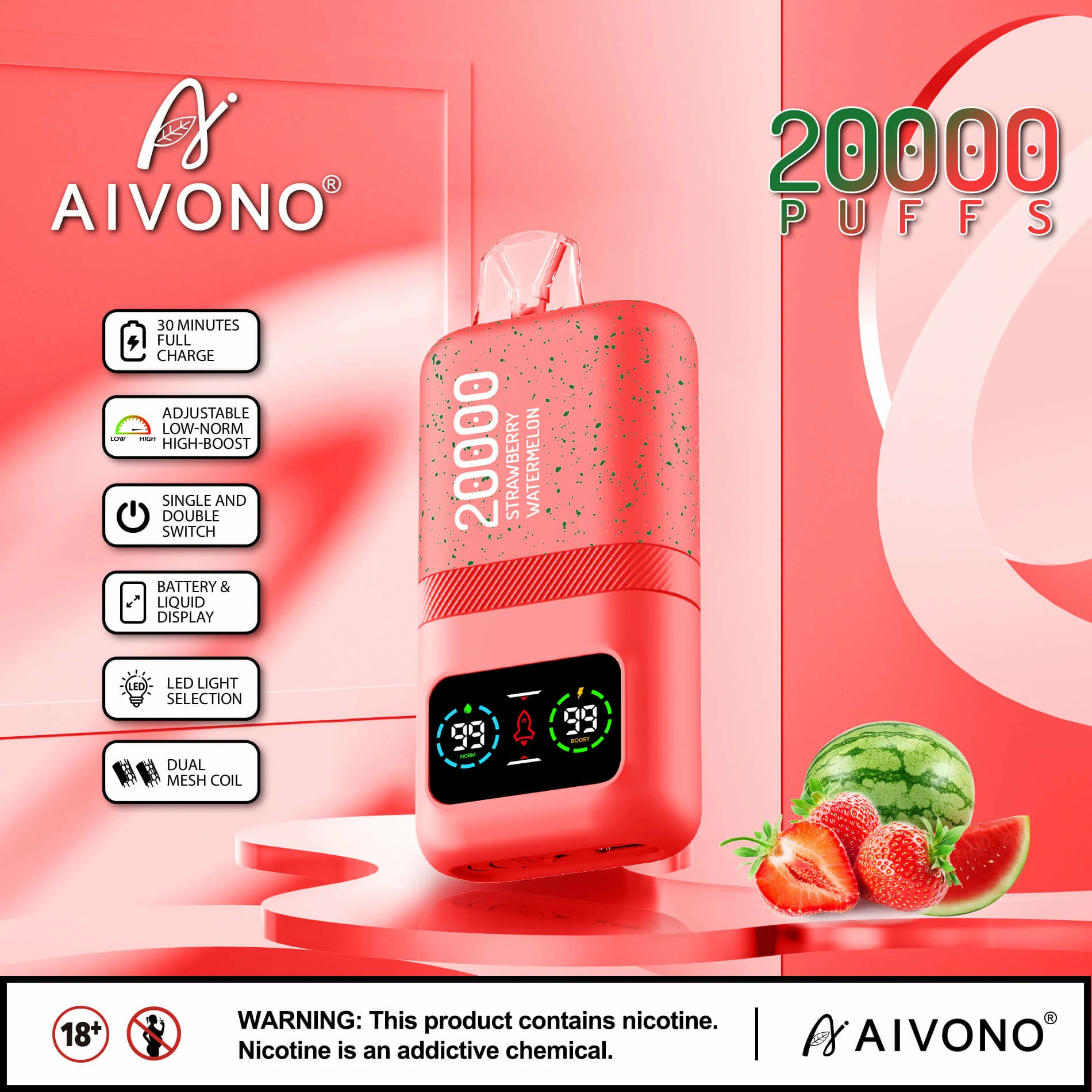 Vaporizador descartável Aivono, 20 000 baforadas, foto 2