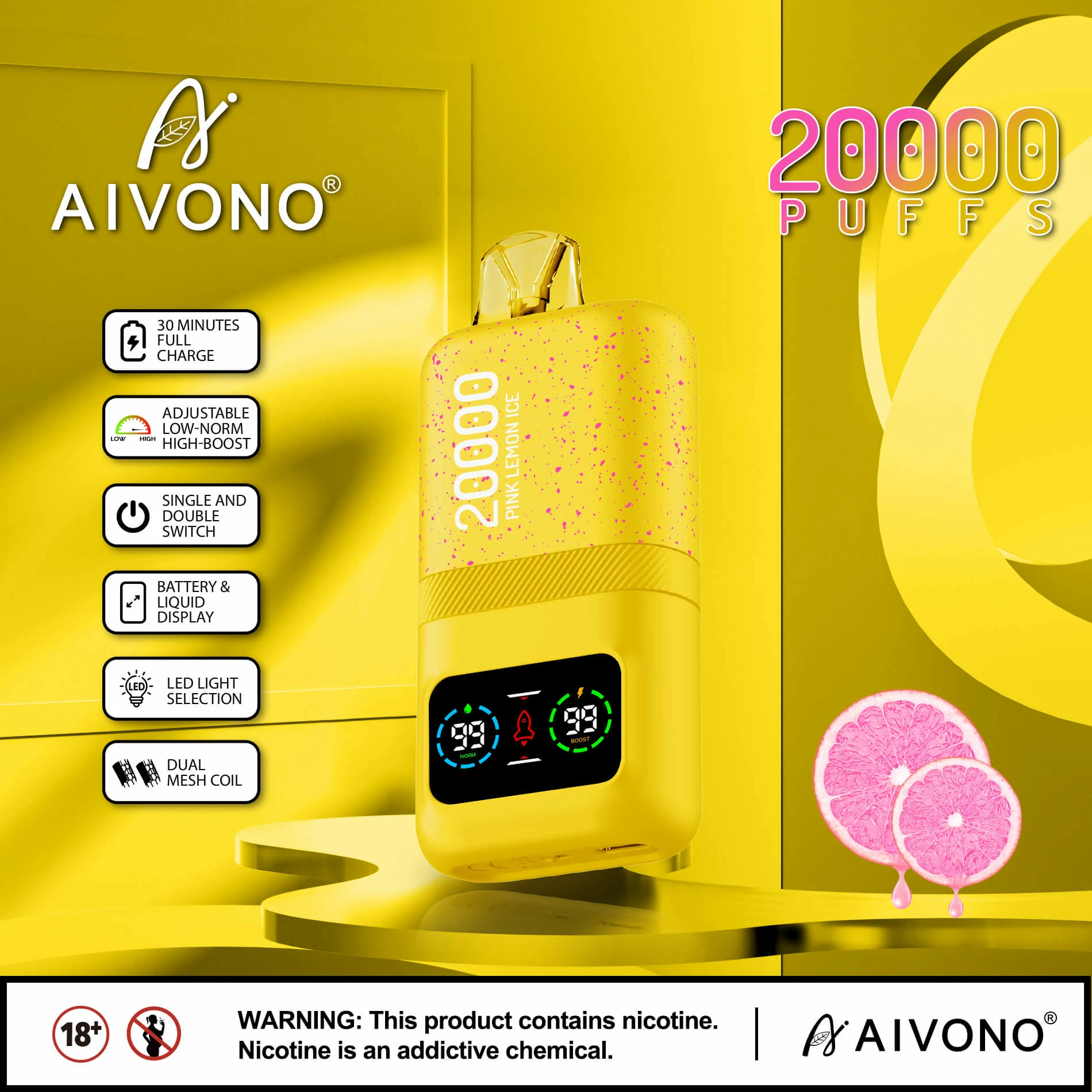Vaporizador descartável Aivono, 20 000 baforadas, foto 6