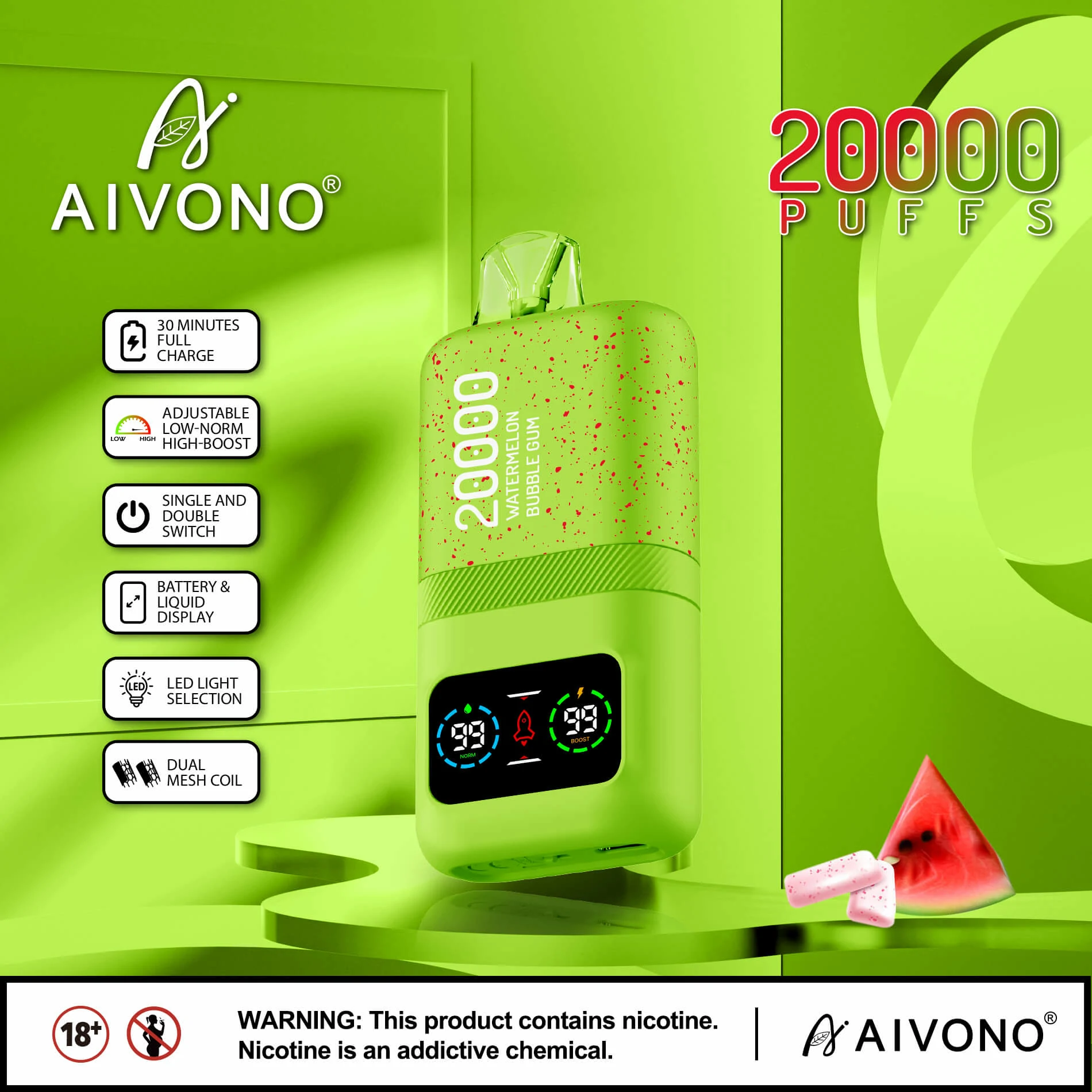 Vaporizador descartável Aivono, 20 000 baforadas, foto 7