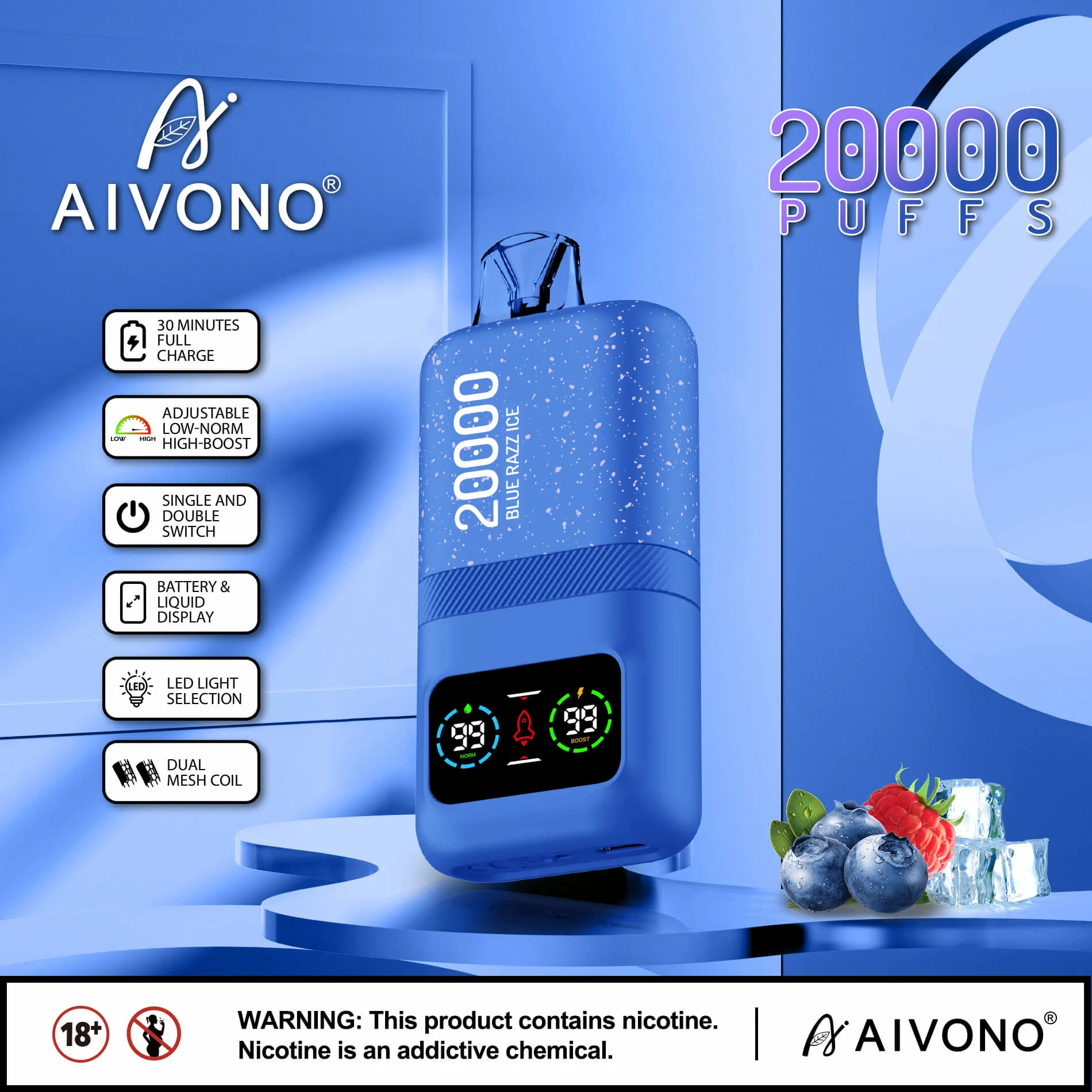 Vaporizador descartável Aivono, 20 000 baforadas, foto 8