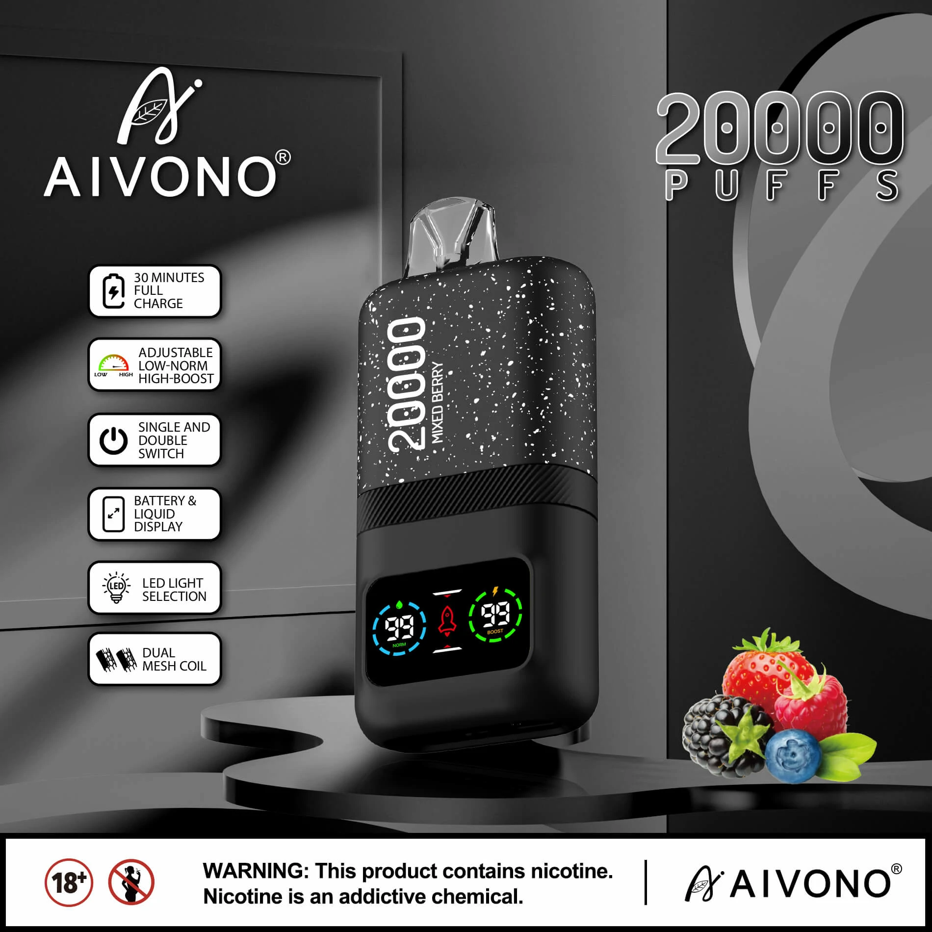 Vaporizador descartável Aivono, 20 000 baforadas, foto 9