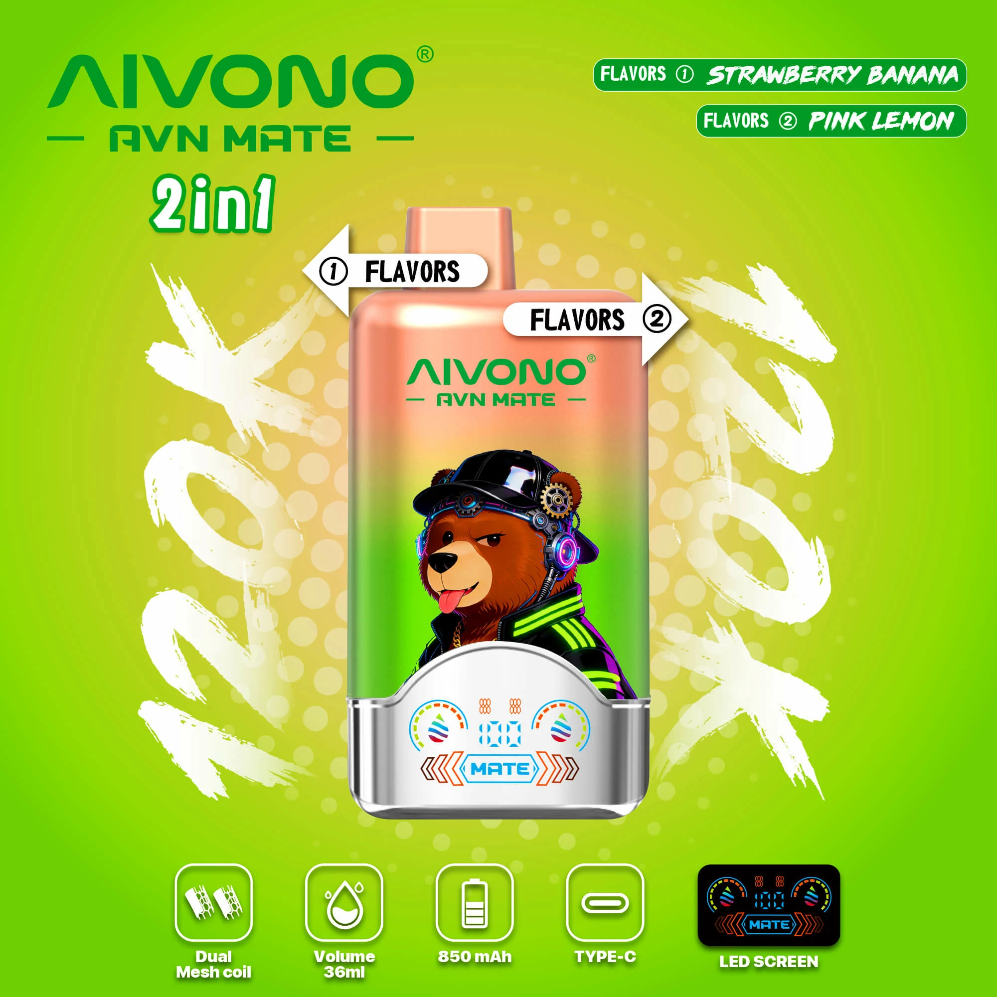 Aivono, 120 000 potáhnutí, jednorázový vaporizér 2-in-1, fotografie 5