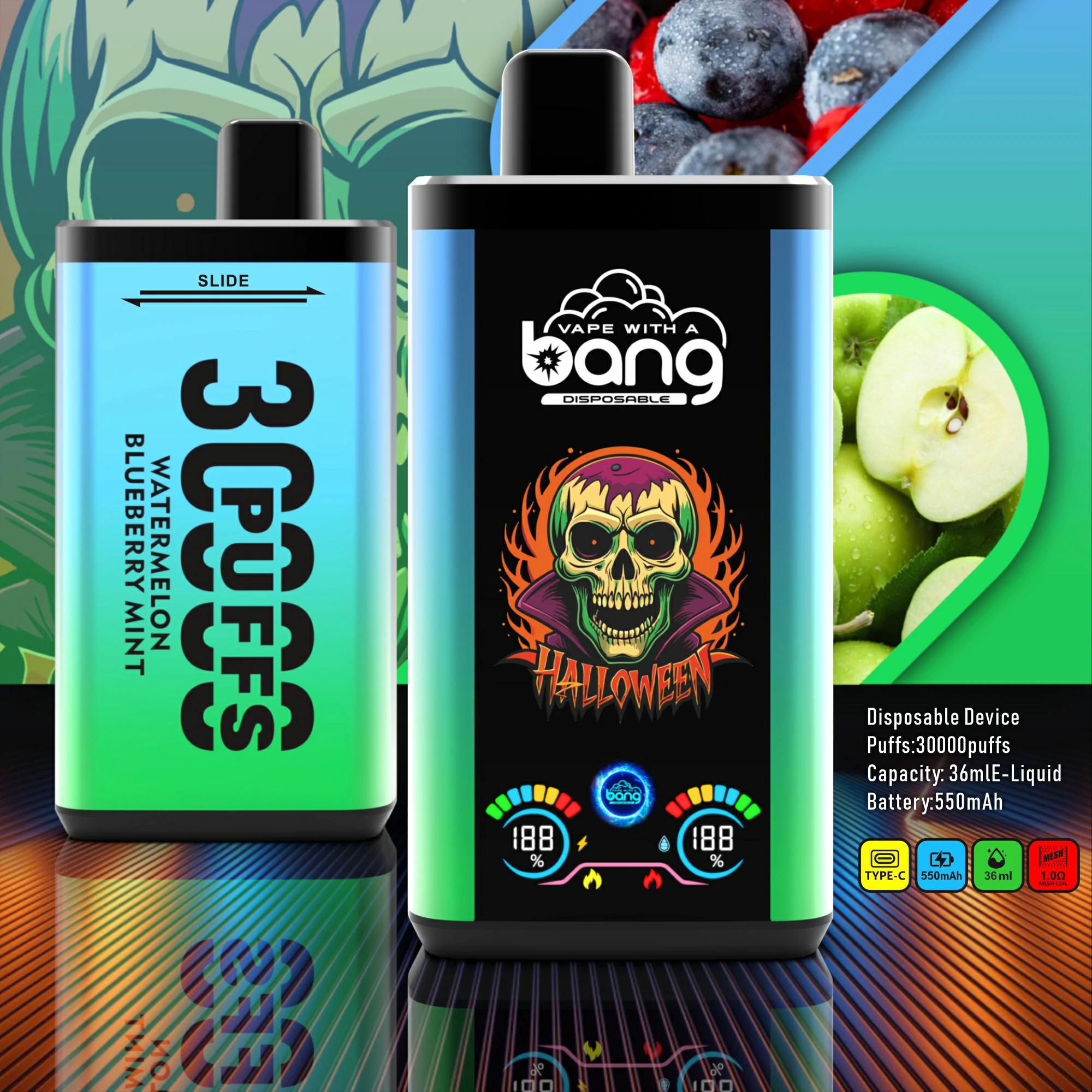 Bang B30S , 30 000 potáhnutí, jednorázový vaporizér typu 2-in-1, fotografie 3