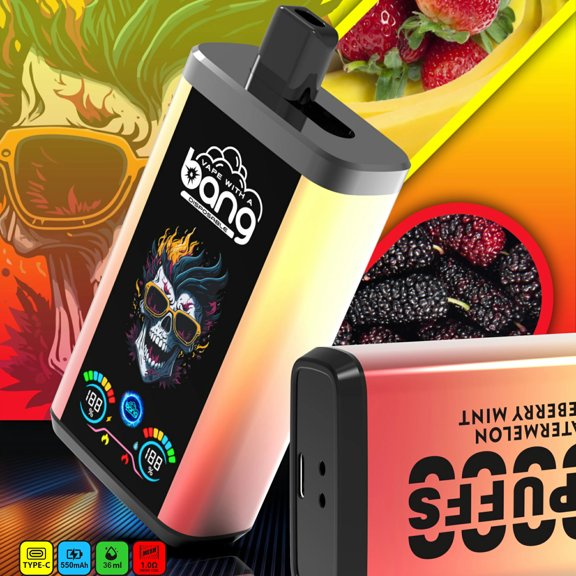Bang B30S , 30 000 potáhnutí, jednorázový vaporizér typu 2-in-1, fotografie 5