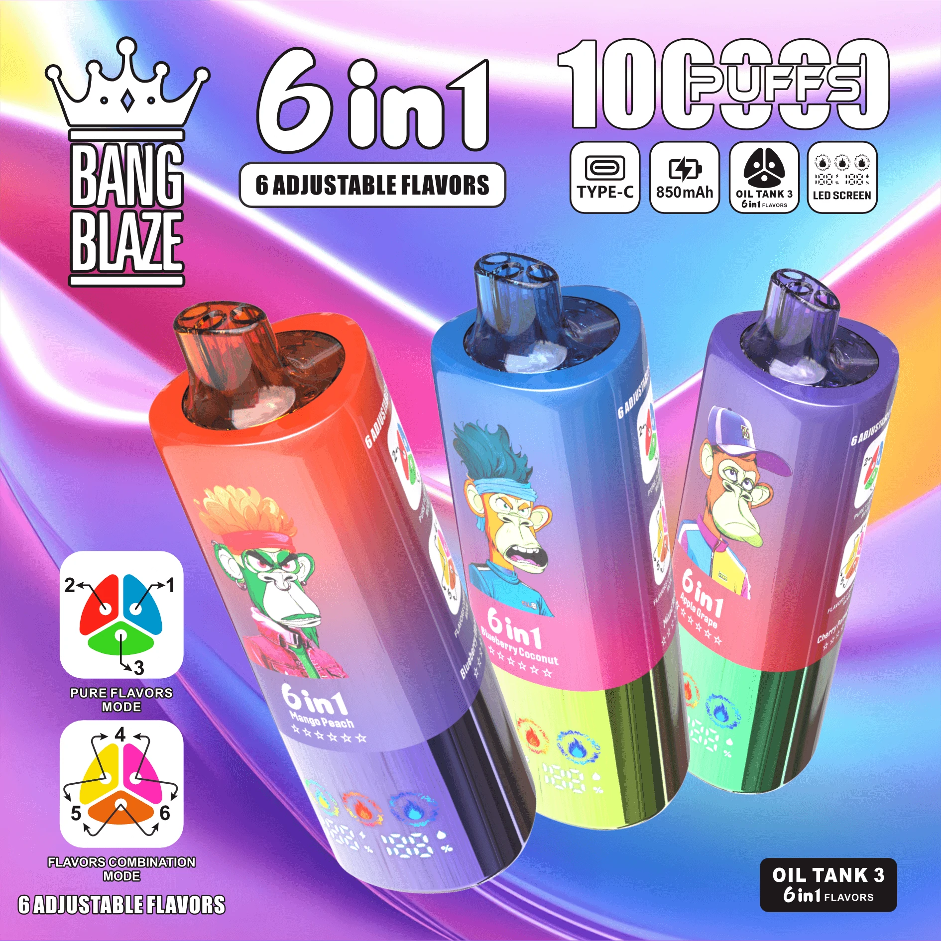 Bang, 100 000 drag, 6-in-1-engångsvape, foto 2