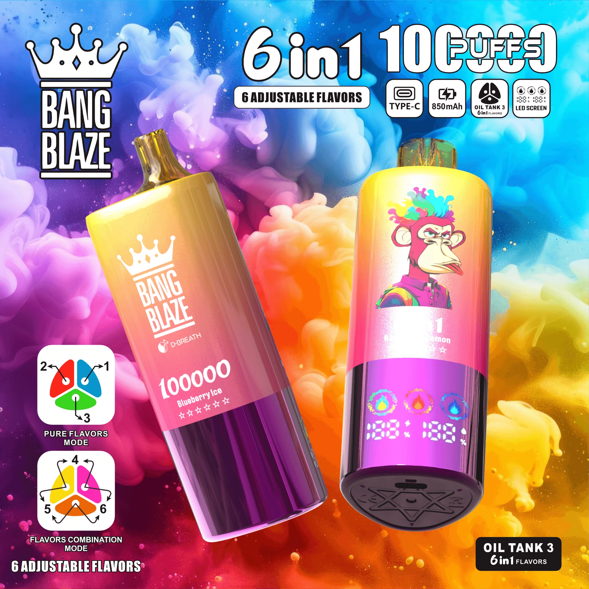 Bang, 100 000 drag, 6-in-1-engångsvape, foto 3