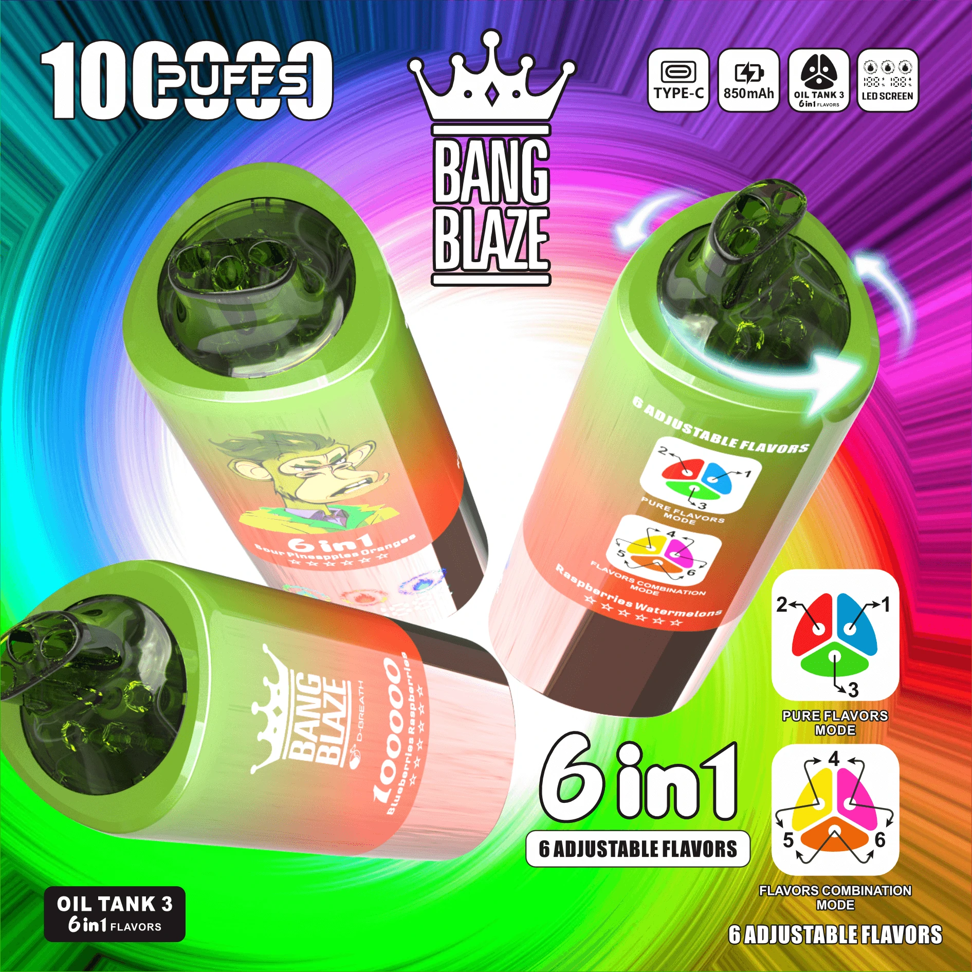 Bang, 100 000 drag, 6-in-1-engångsvape, foto 4