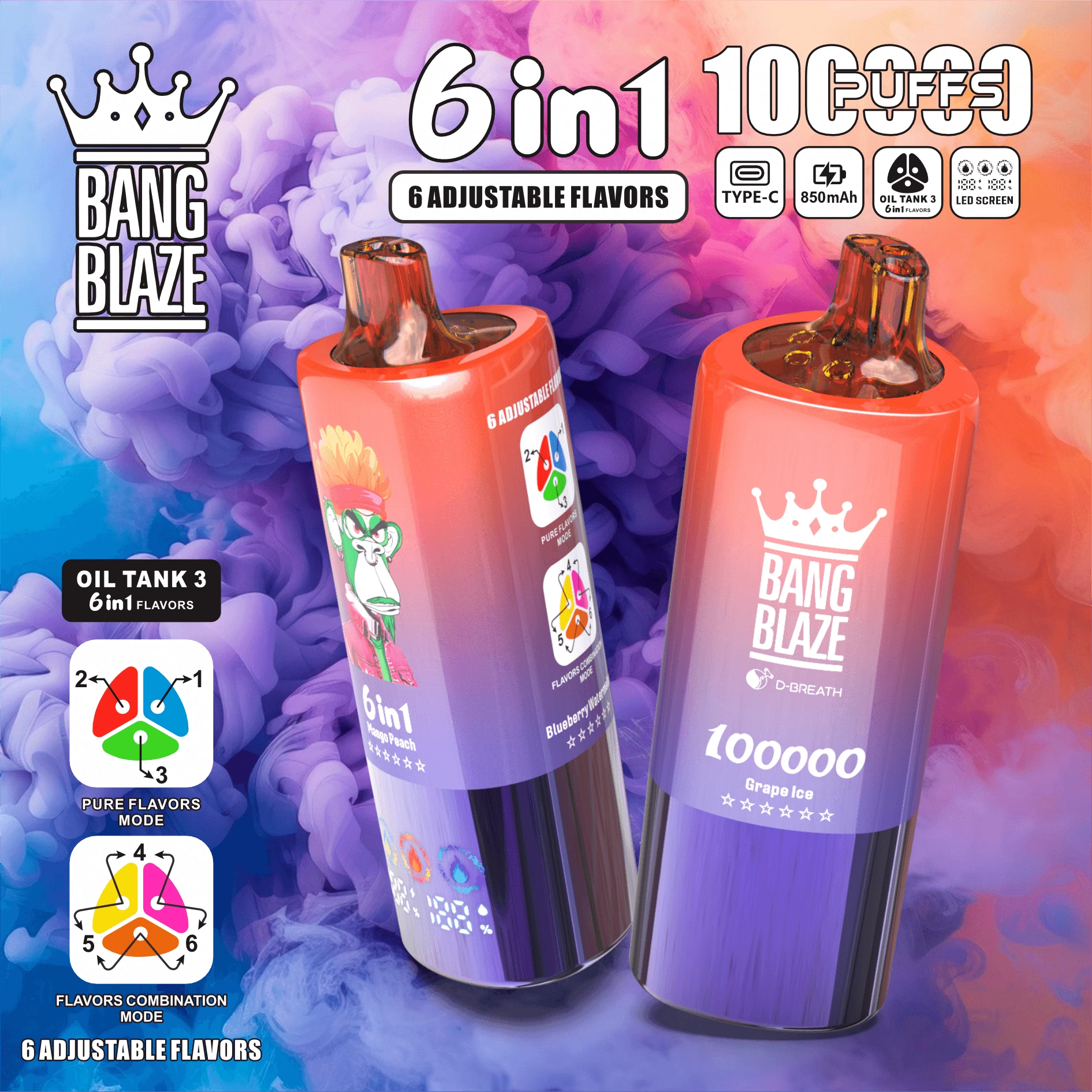 Bang, 100 000 drag, 6-in-1-engångsvape, foto 5