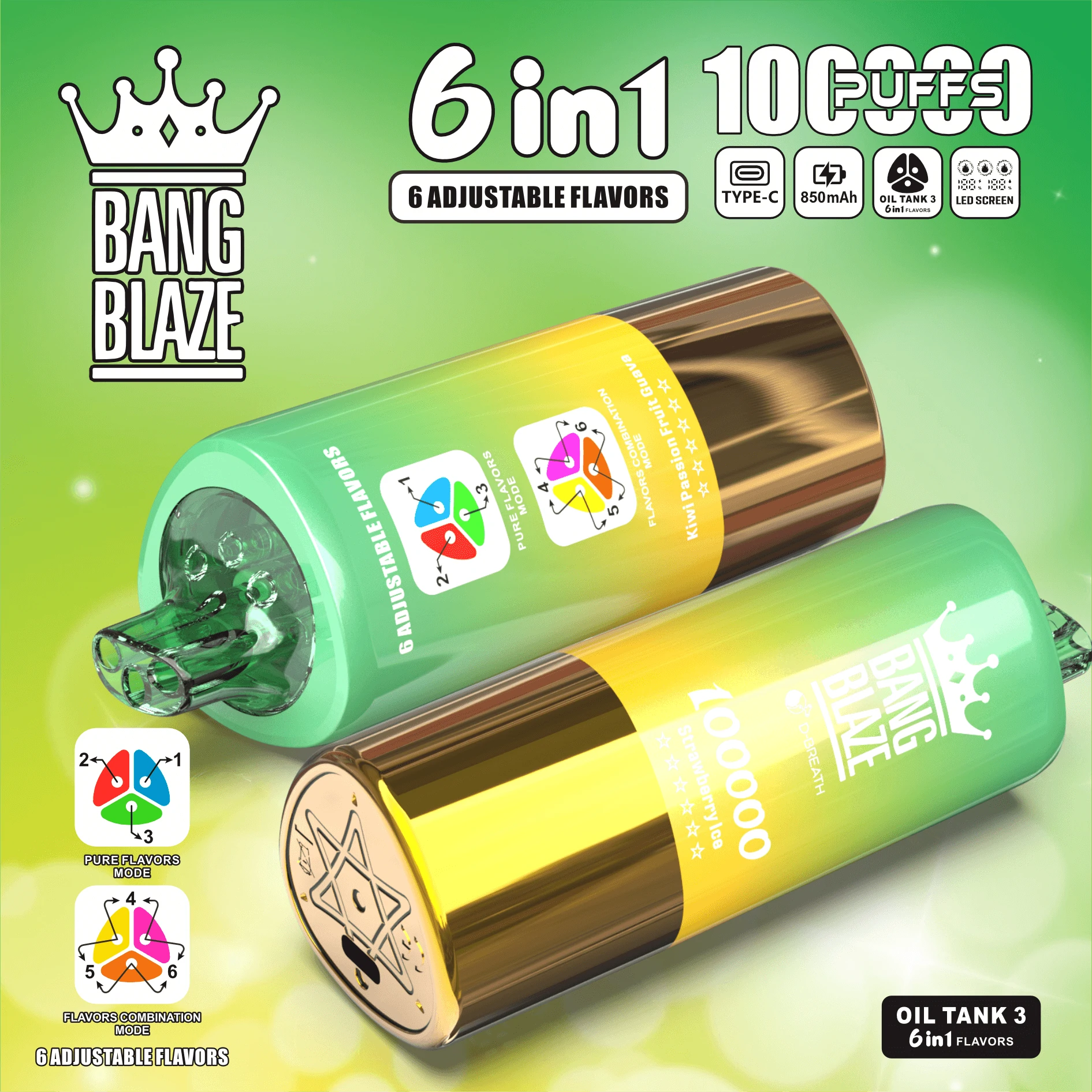 Bang, 100 000 drag, 6-in-1-engångsvape, foto 6
