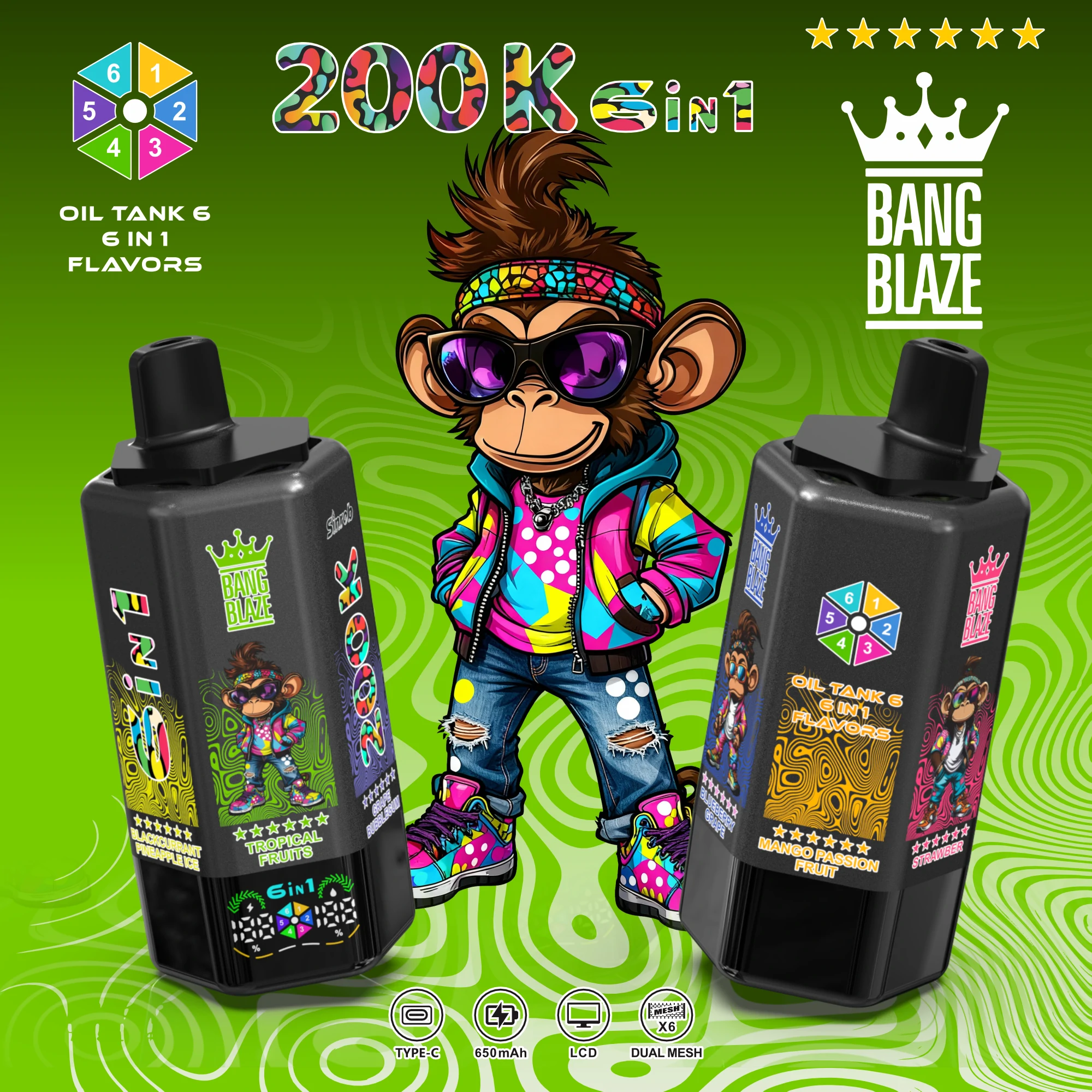 Bang, 200 000 drag, 6-in-1-engångsvape, foto 8
