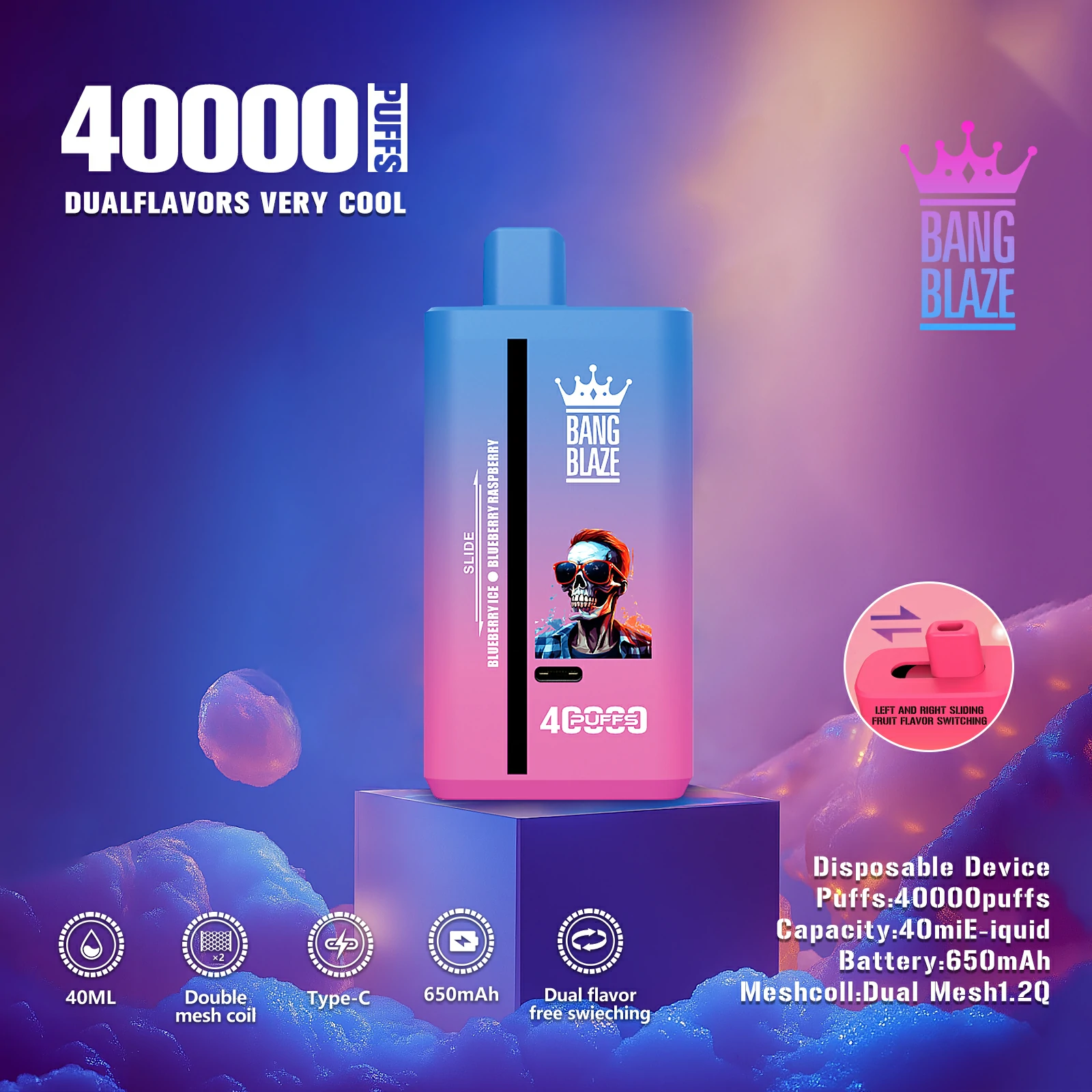 Bang, 40 000 bouffées, cigarette électronique jetable 2-in-1, photo 4