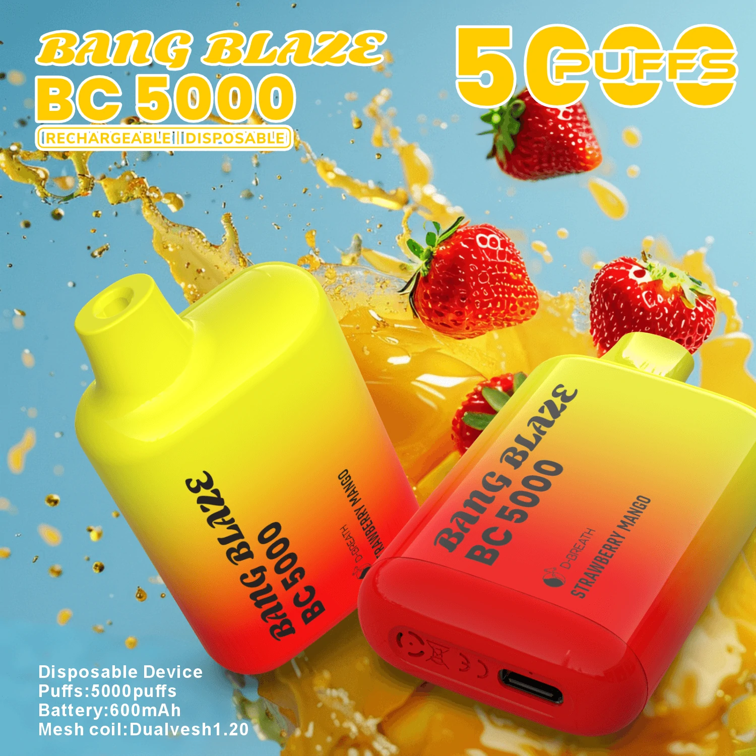 Jednorázový vaporizér Bang, 5000 potáhnutí