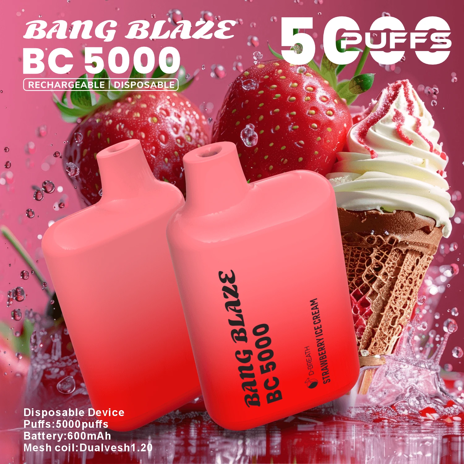 Jednorázový vaporizér Bang, 5000 potáhnutí, fotografie 2