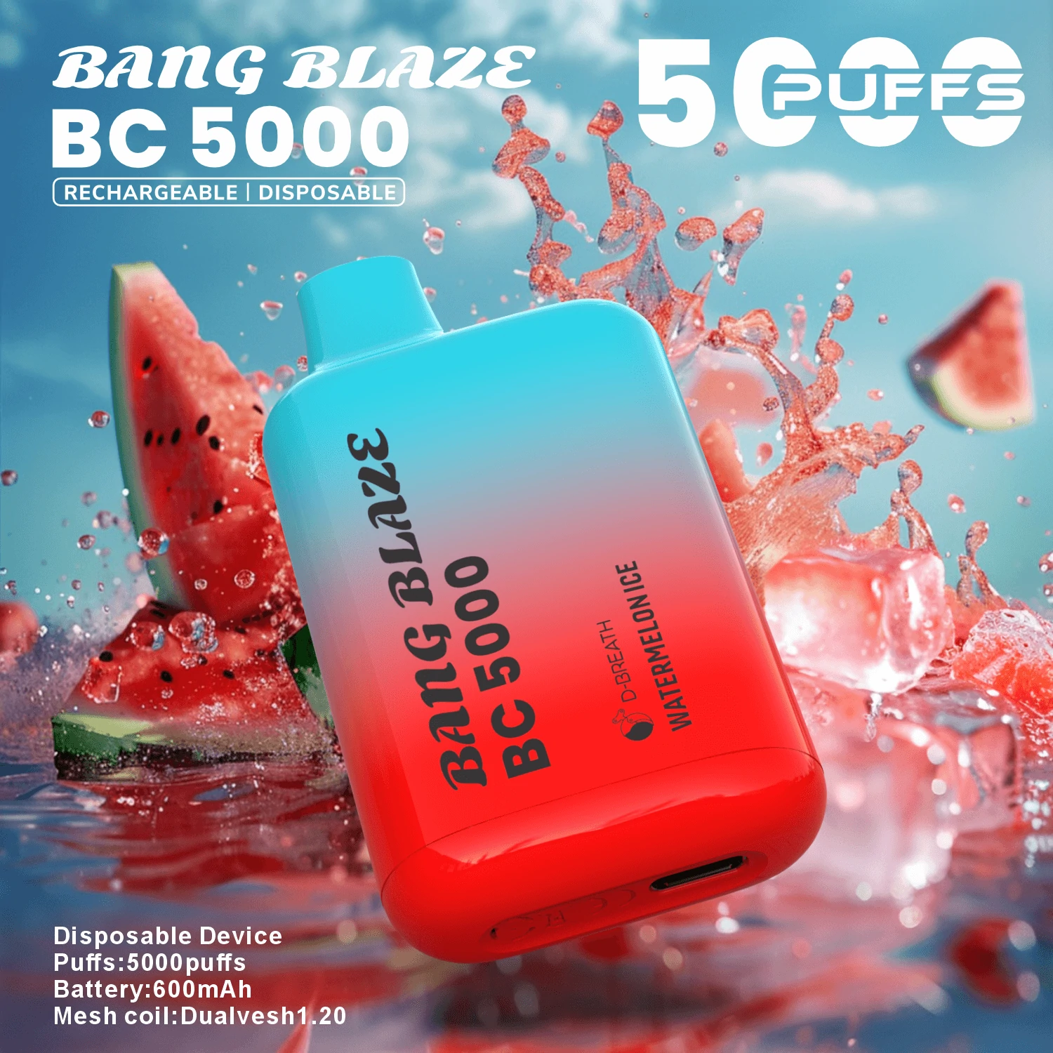 Jednorázový vaporizér Bang, 5000 potáhnutí, fotografie 3