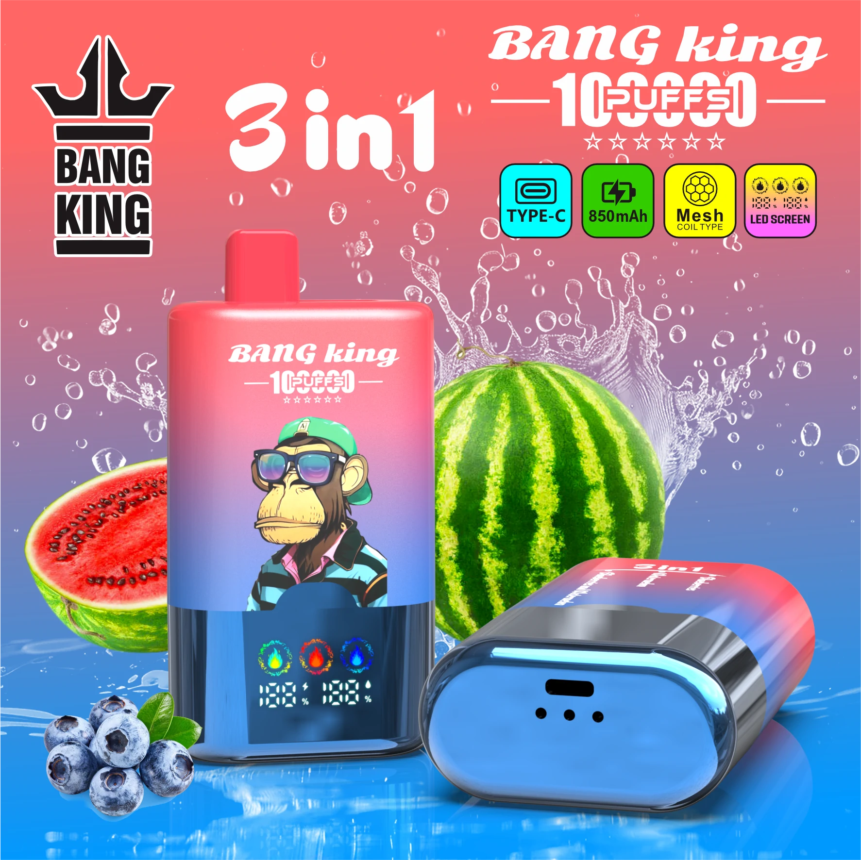 Bang 100 000 szívásos 3-in-1-es eldobható e-cigi, fotó 2