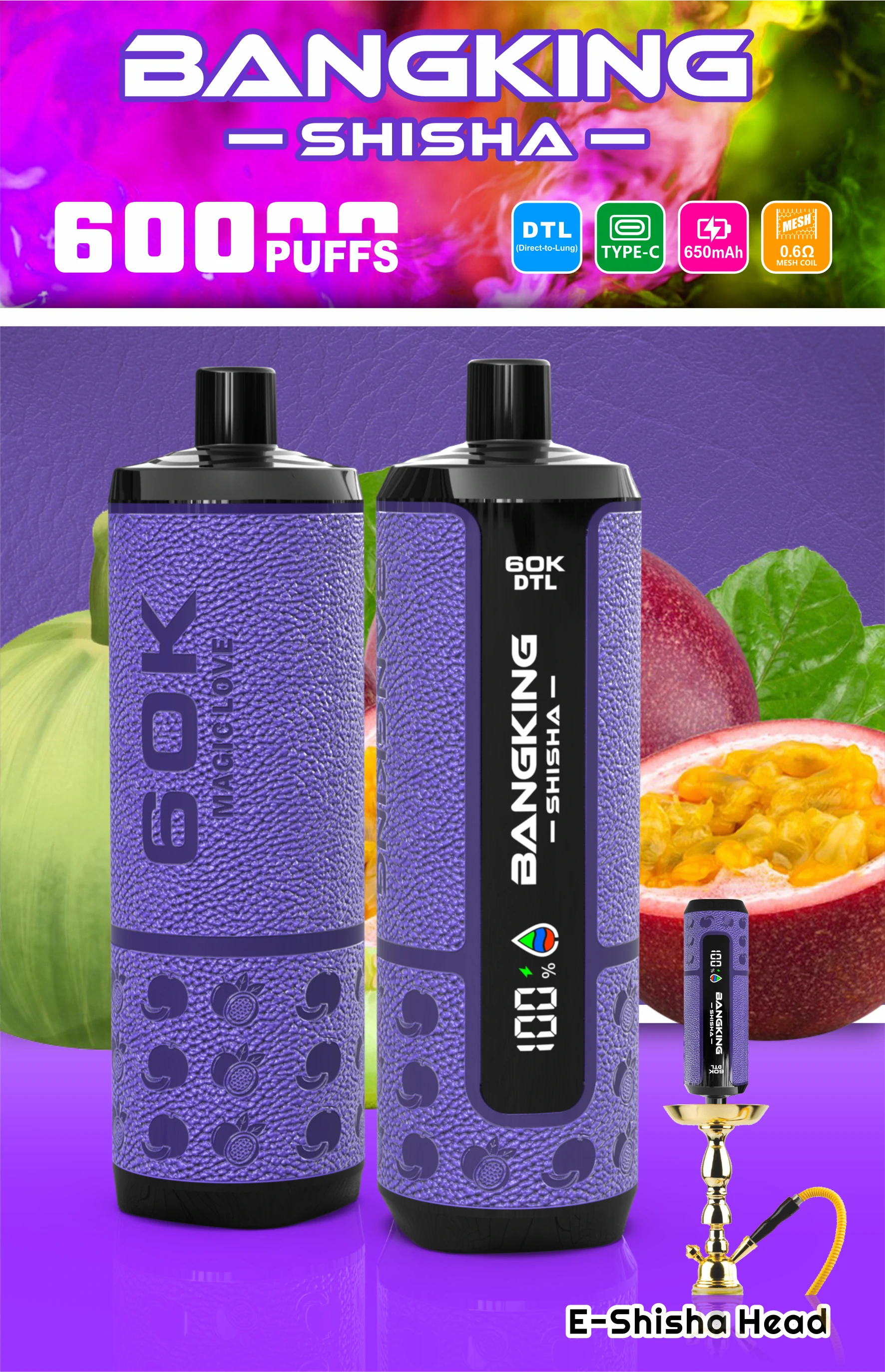 Bang 60000 Puffs King Shisha Disposable Vape, photo 2