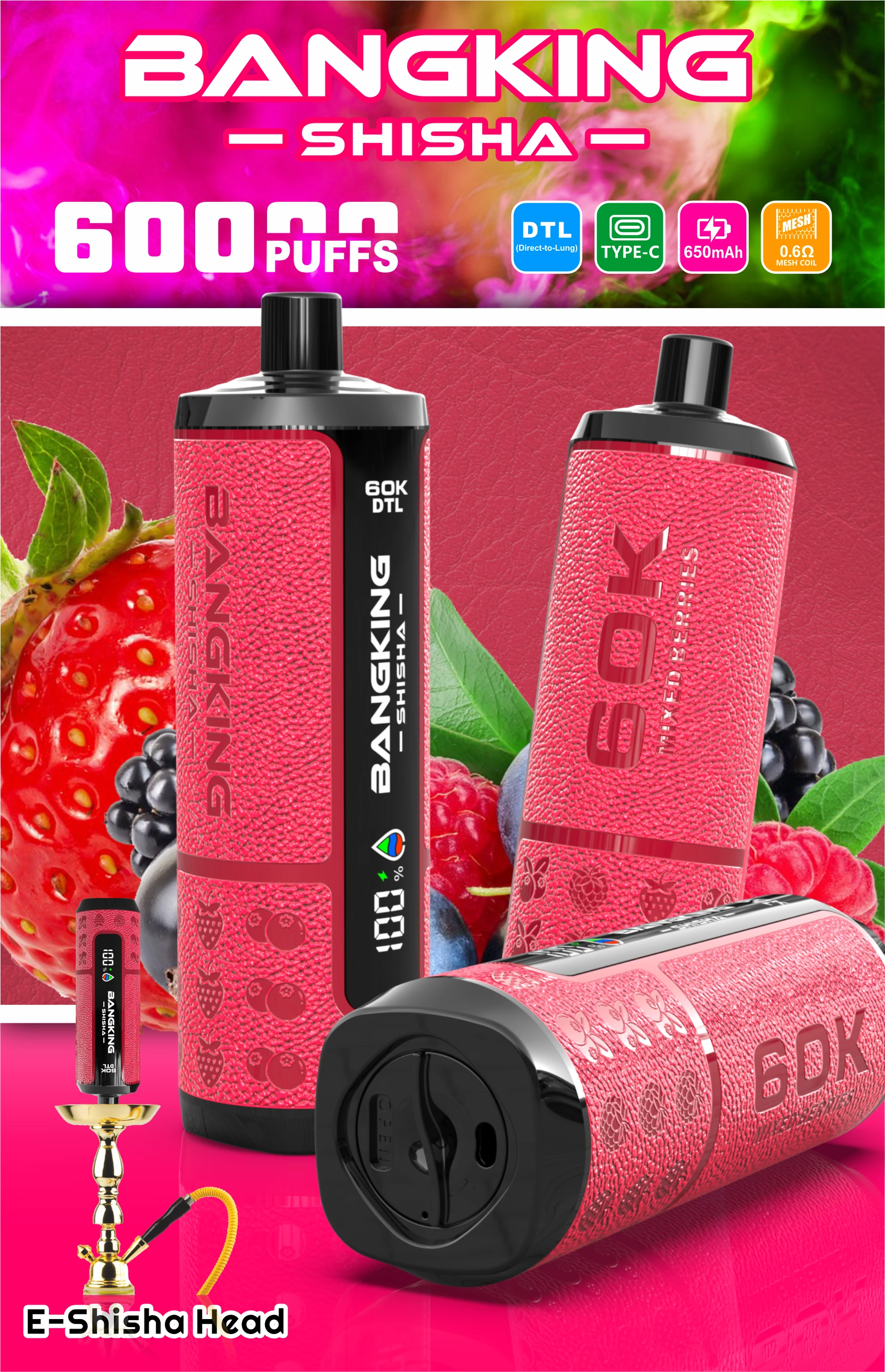 Bang 60000 Puffs King Shisha Disposable Vape, photo 4