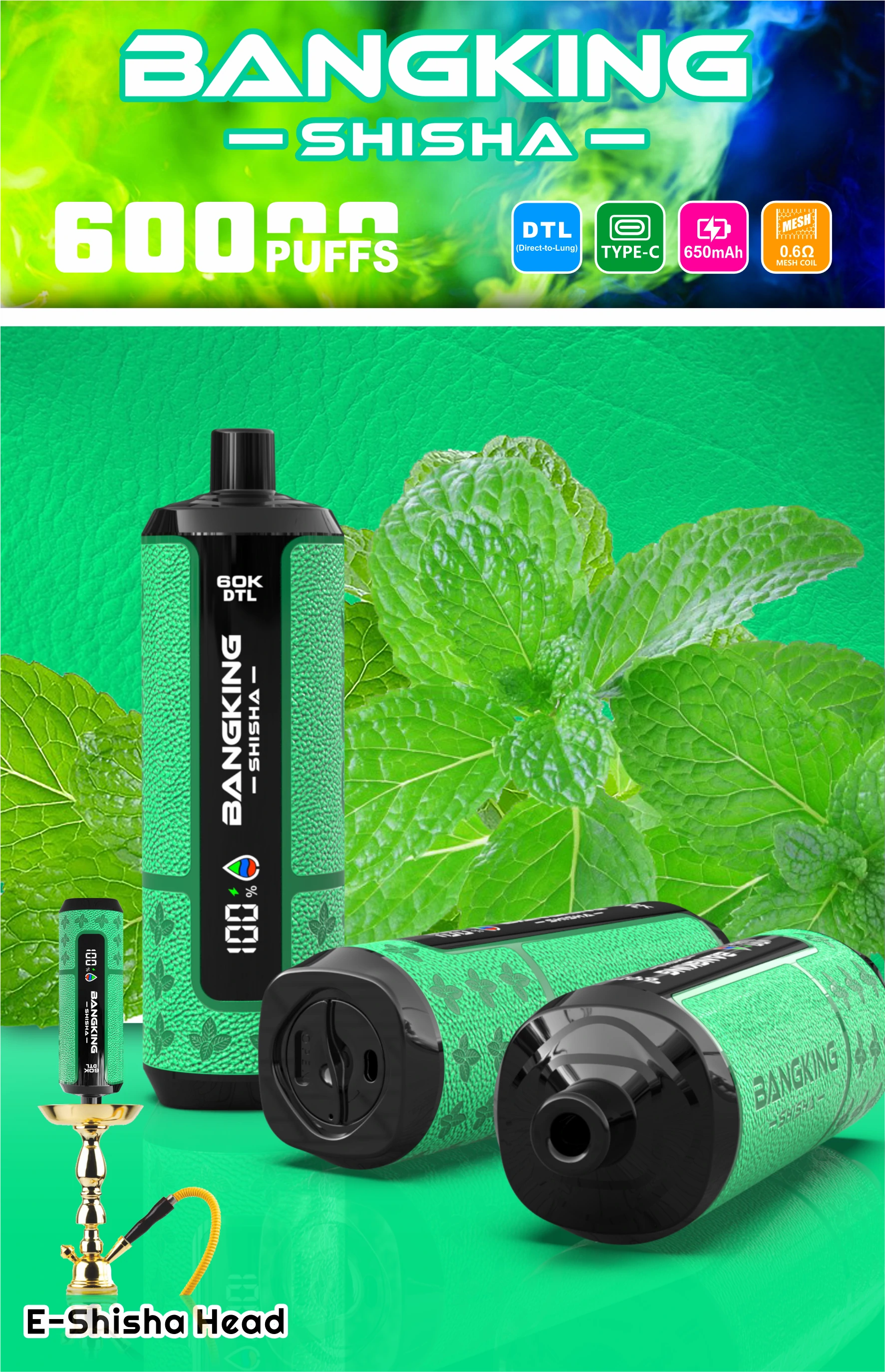 Bang 60000 Puffs King Shisha Disposable Vape, photo 5