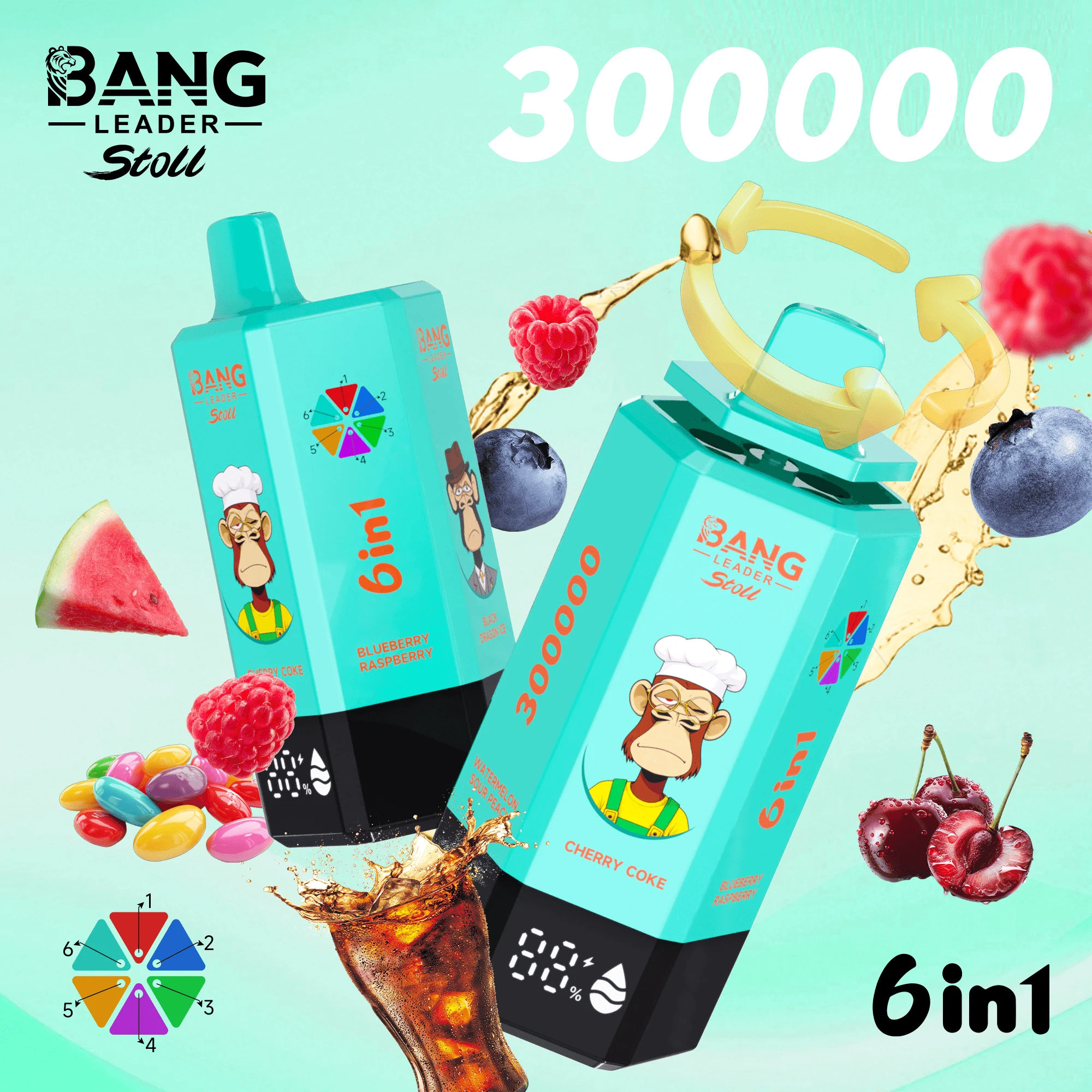 Bang Leader 300.000 Züge – 6-in-1-Einweg-E-Zigarette, Foto 2