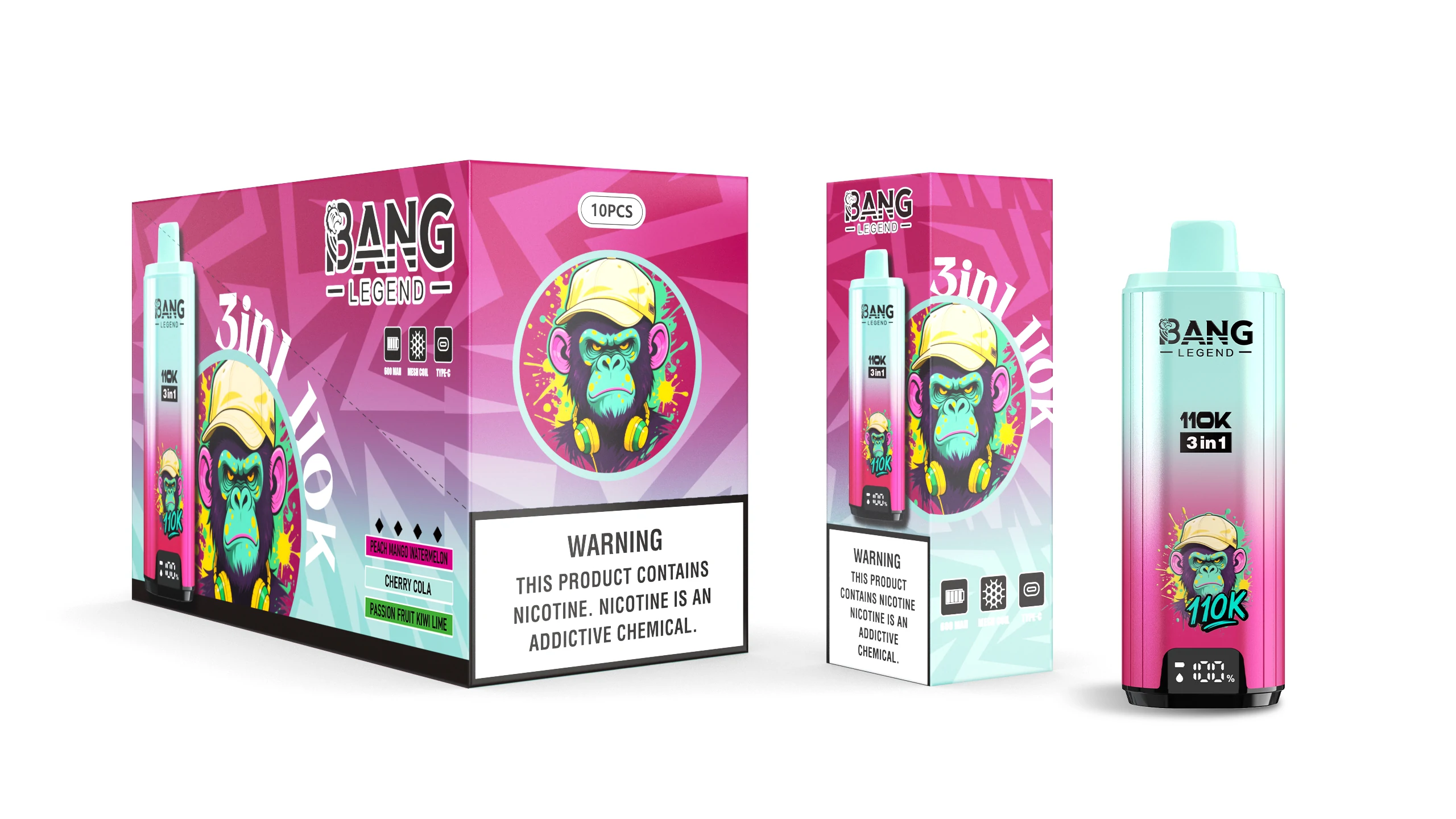 Bang, 110 000 potáhnutí, jednorázový vaporizér typu 3-in-1, fotografie 7