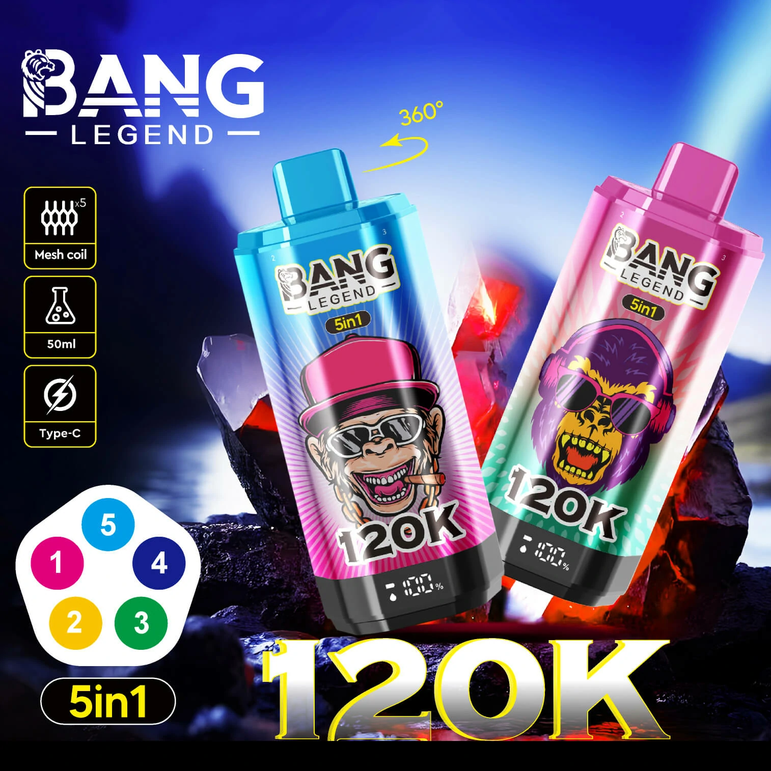 Bang 120000 Puffs Legend 5-in-1 Disposable Vape