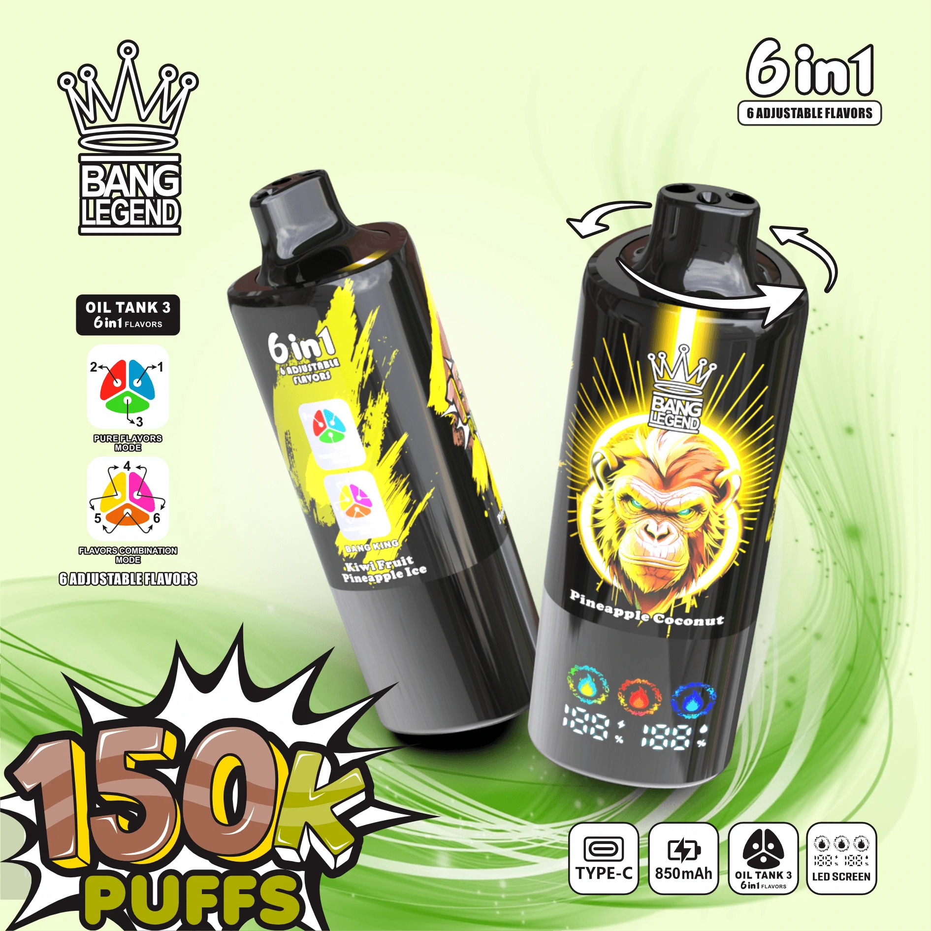 Bang 150000 Puffs Legend 6-in-1 Disposable Vape