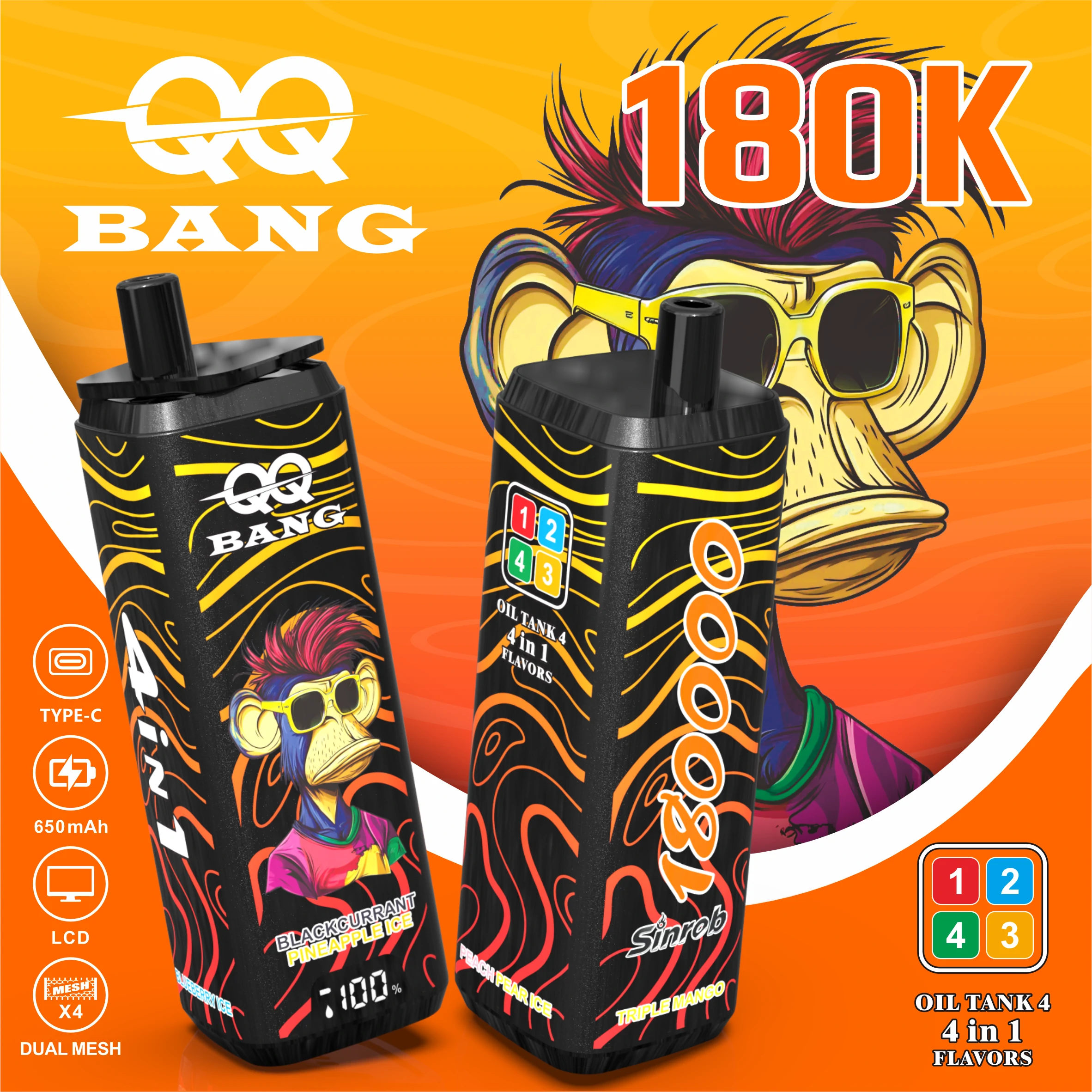 Bang, 180 000 szívás, 4-in-1-es eldobható e-cigi, fotó 4