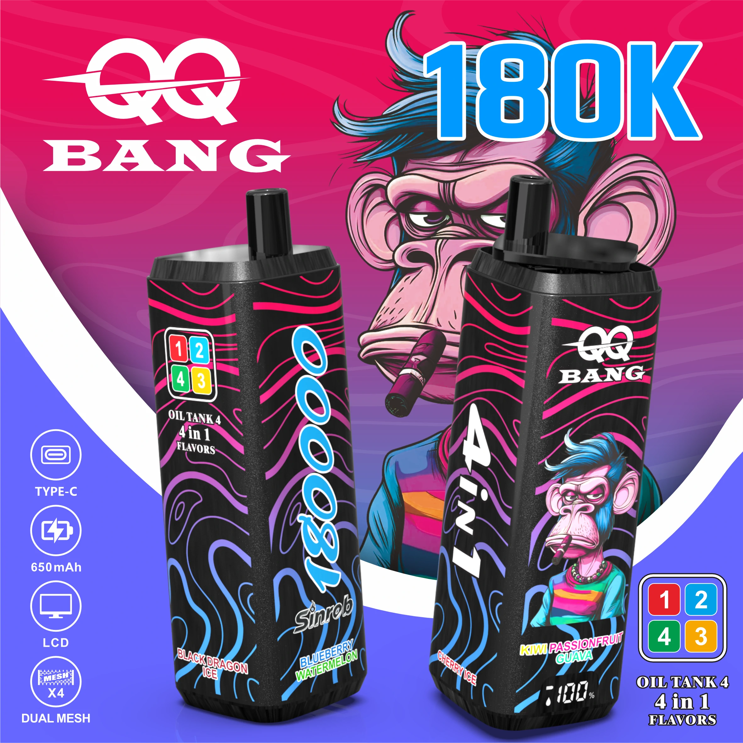 Bang, 180 000 szívás, 4-in-1-es eldobható e-cigi, fotó 5