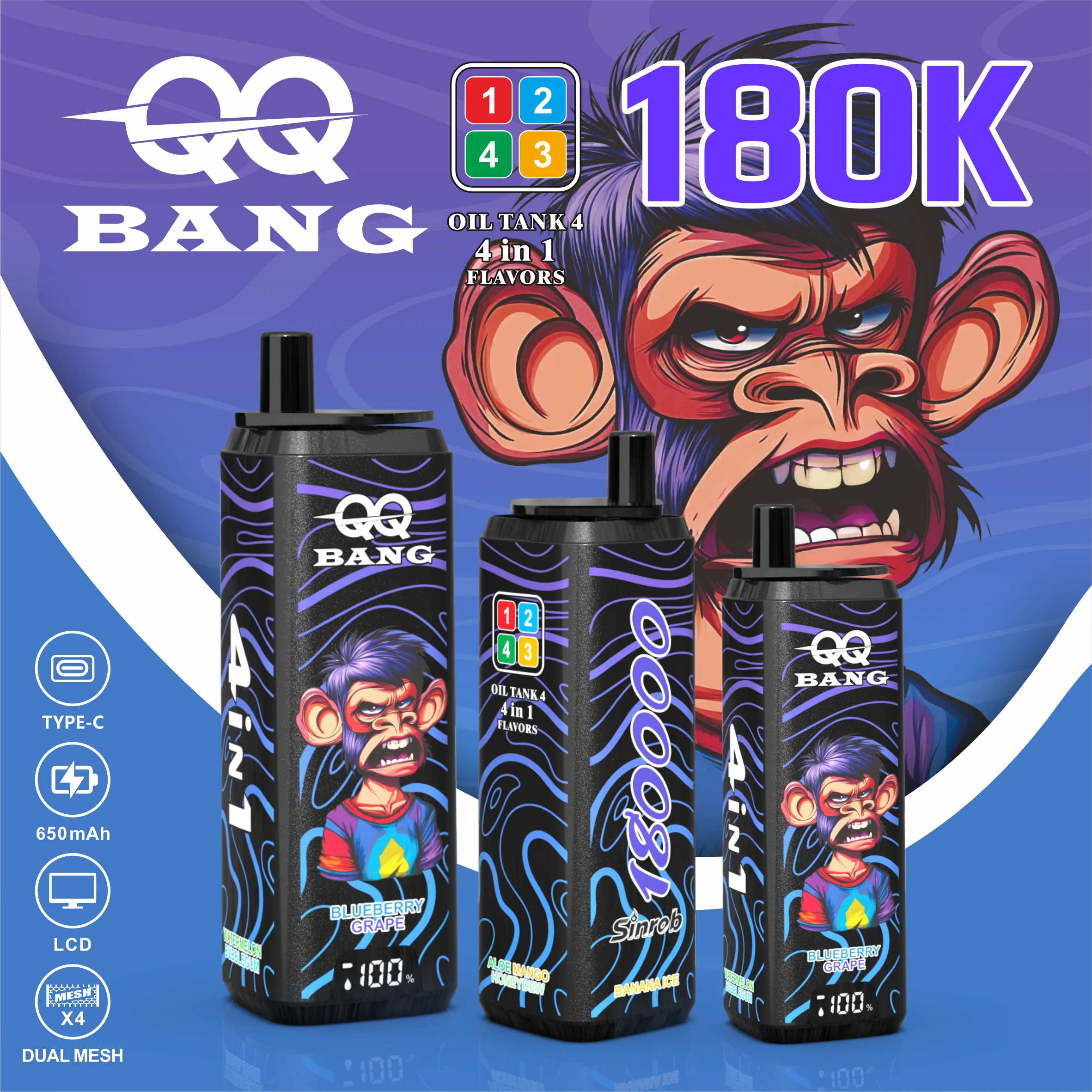 Bang, 180 000 szívás, 4-in-1-es eldobható e-cigi, fotó 6