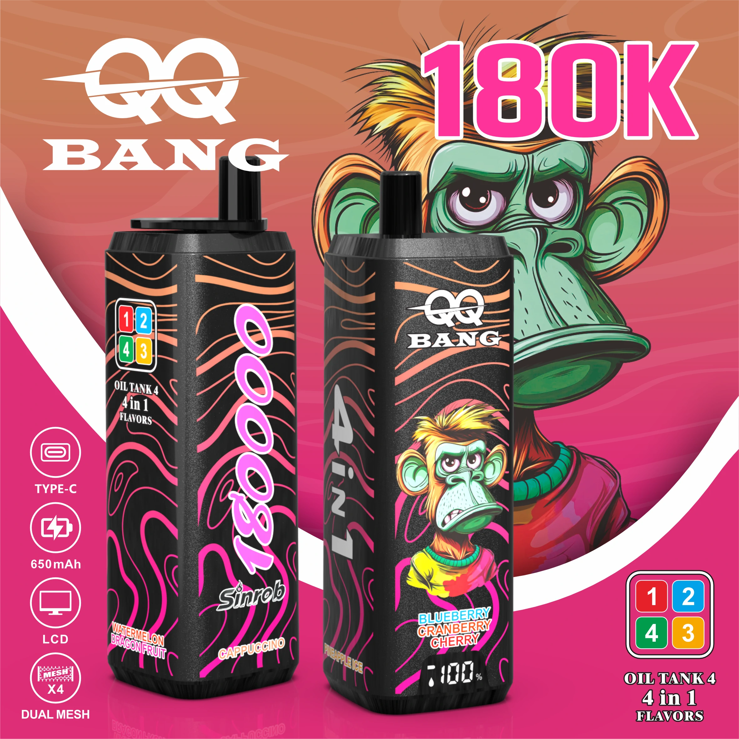 Bang, 180 000 szívás, 4-in-1-es eldobható e-cigi, fotó 7