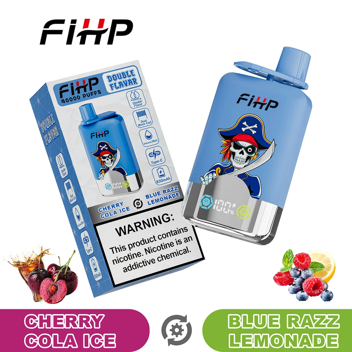 FIHP, 40.000 de pufuri, vaporizator de unică folosință 2-in-1, fotografie 3
