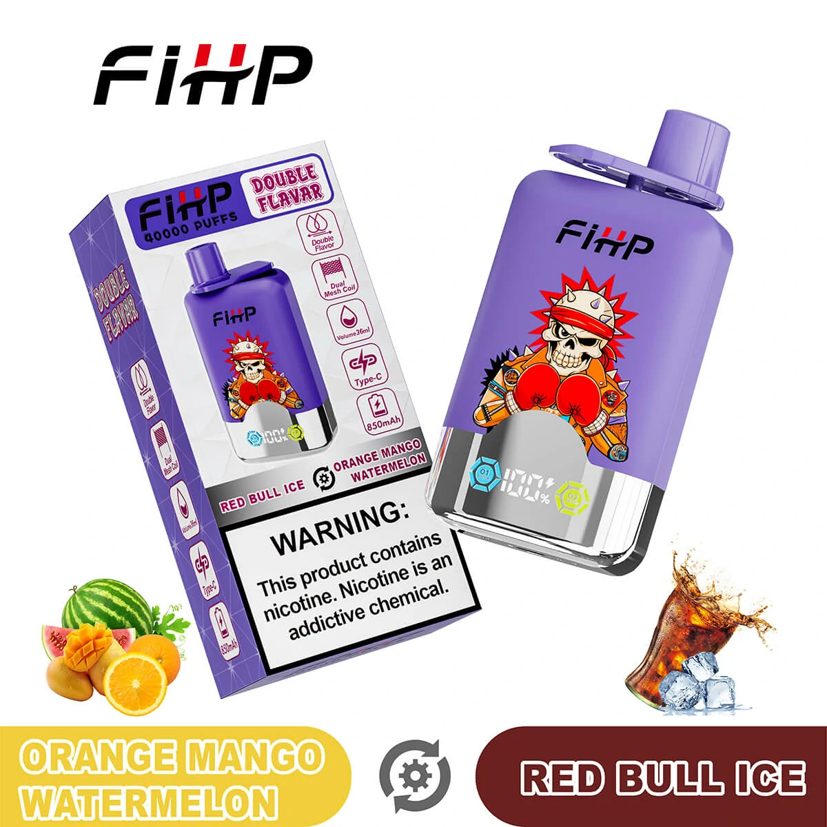 FIHP, 40.000 de pufuri, vaporizator de unică folosință 2-in-1, fotografie 5