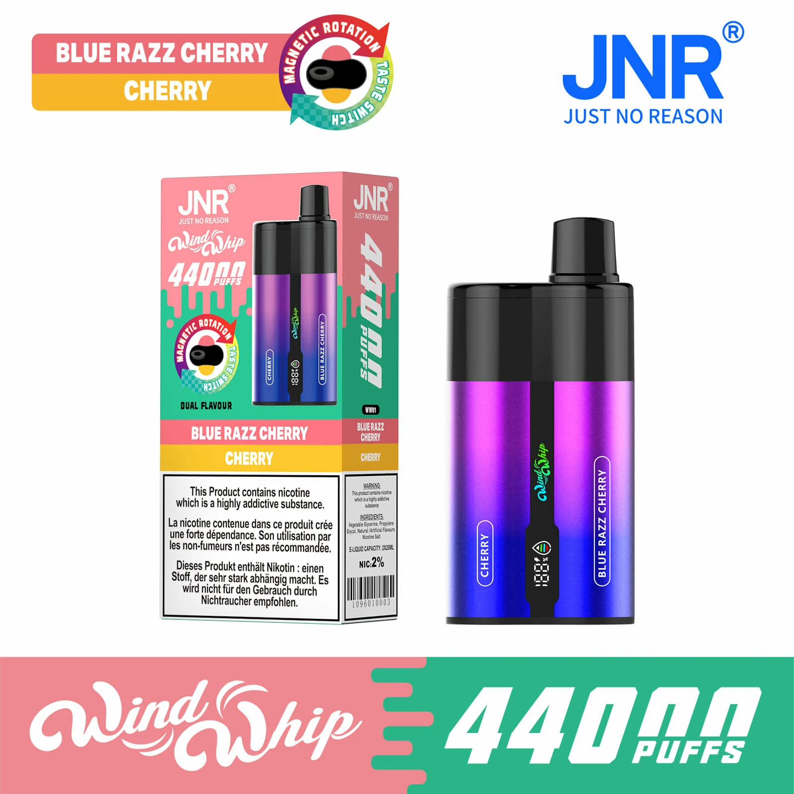 JNR 44.000 trekjes wegwerp-vape, foto 2
