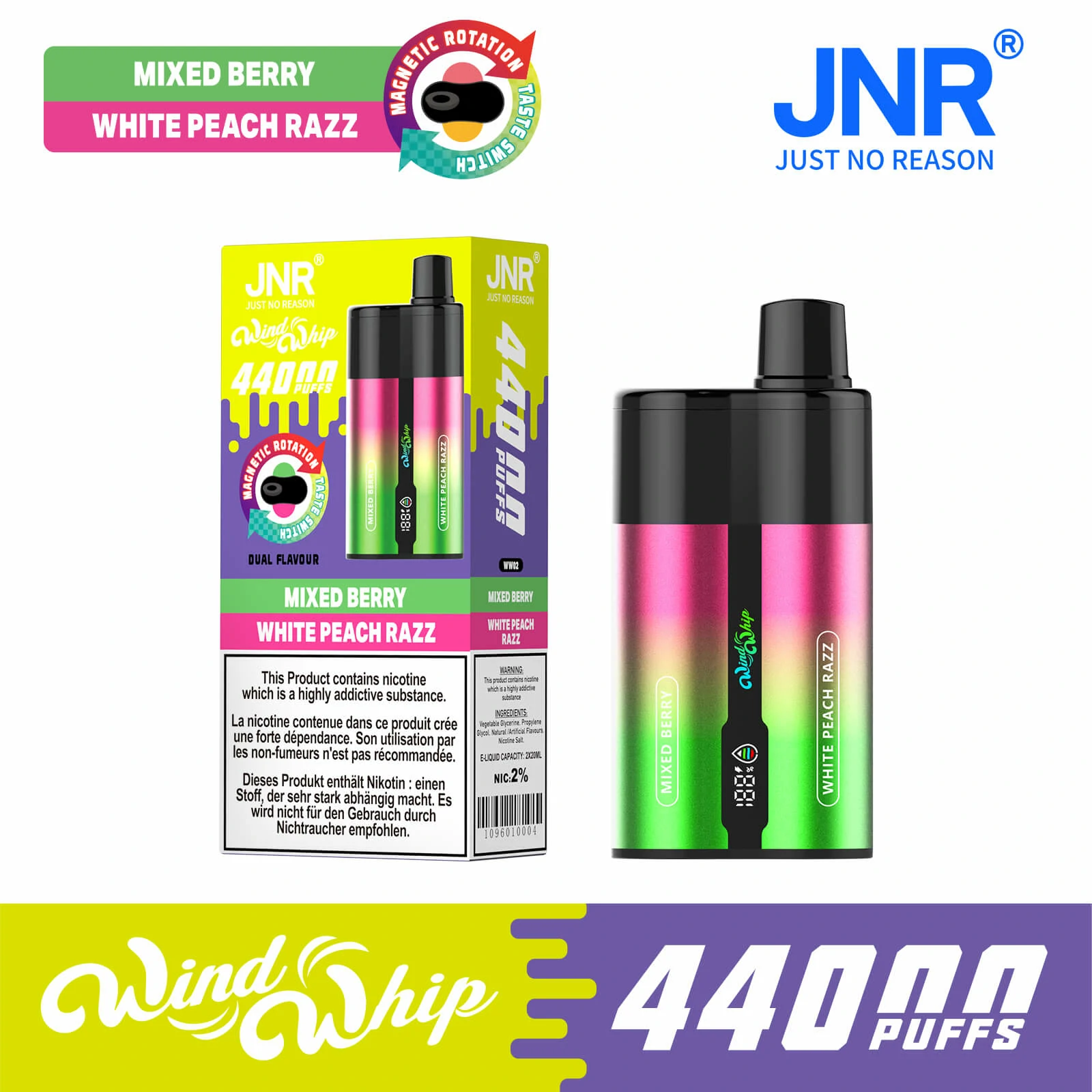JNR 44.000 trekjes wegwerp-vape, foto 3