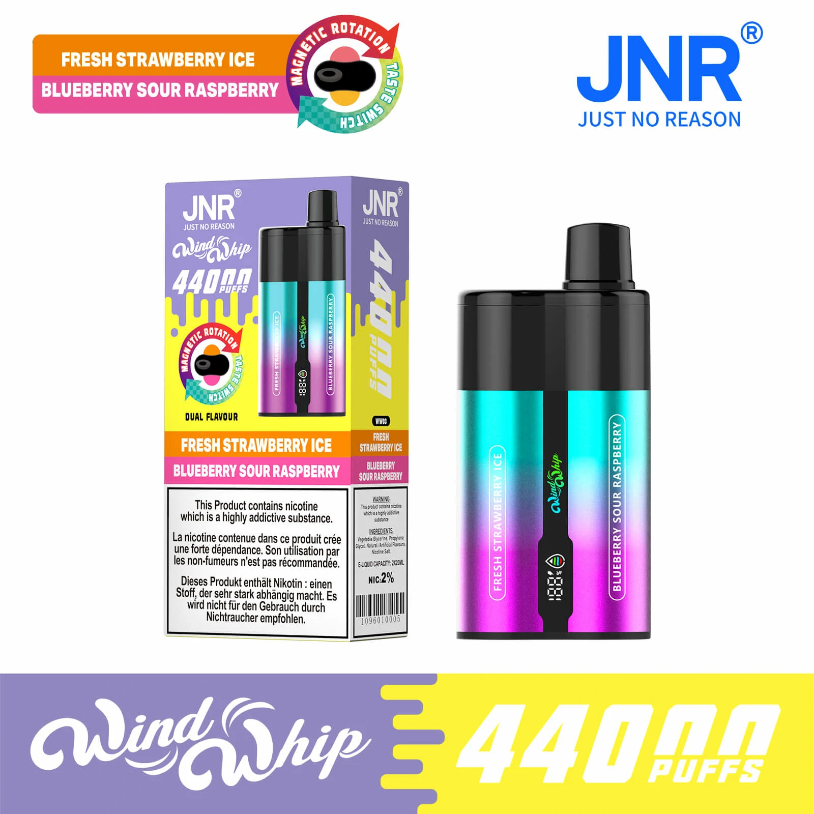 JNR 44.000 trekjes wegwerp-vape, foto 4