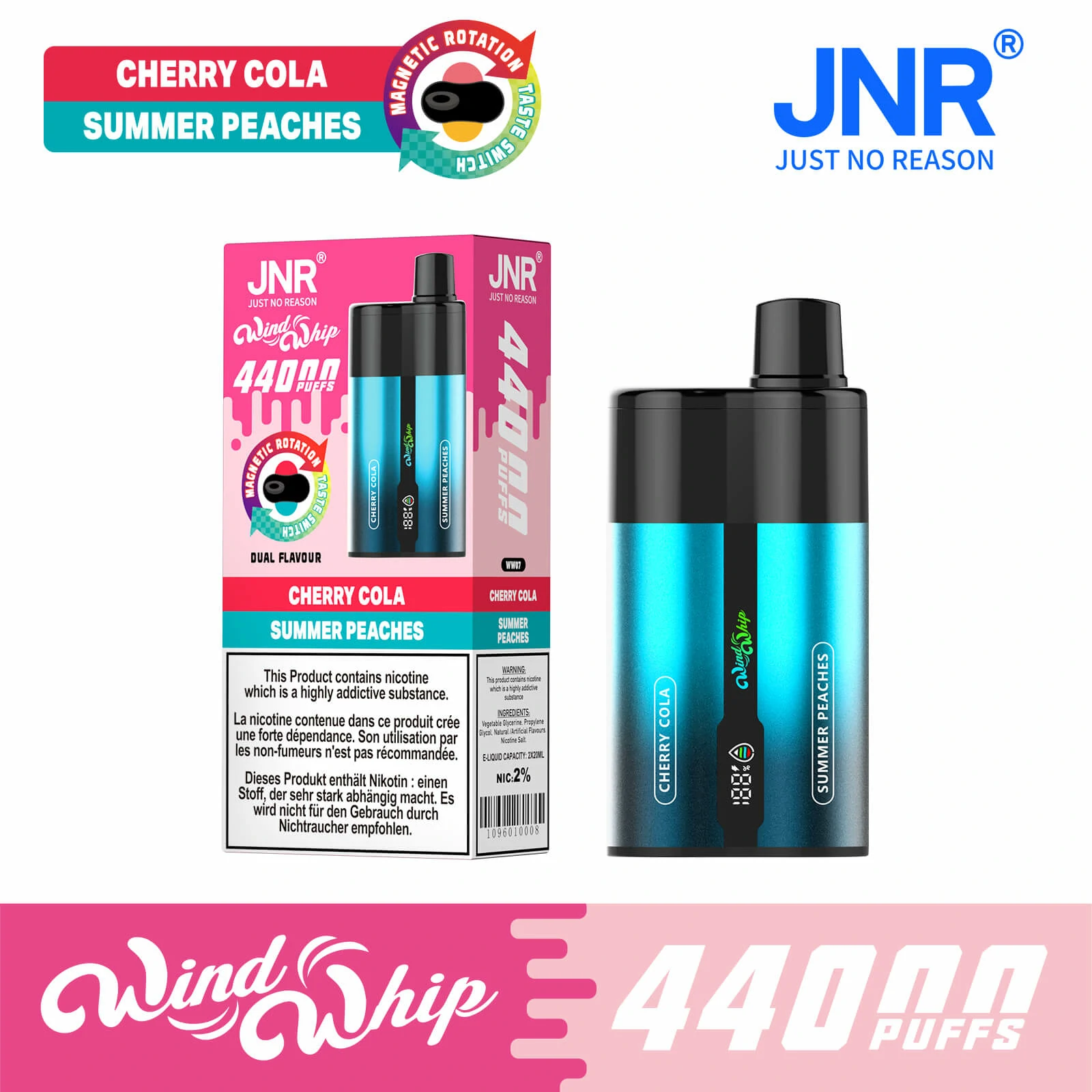 JNR 44.000 trekjes wegwerp-vape, foto 8