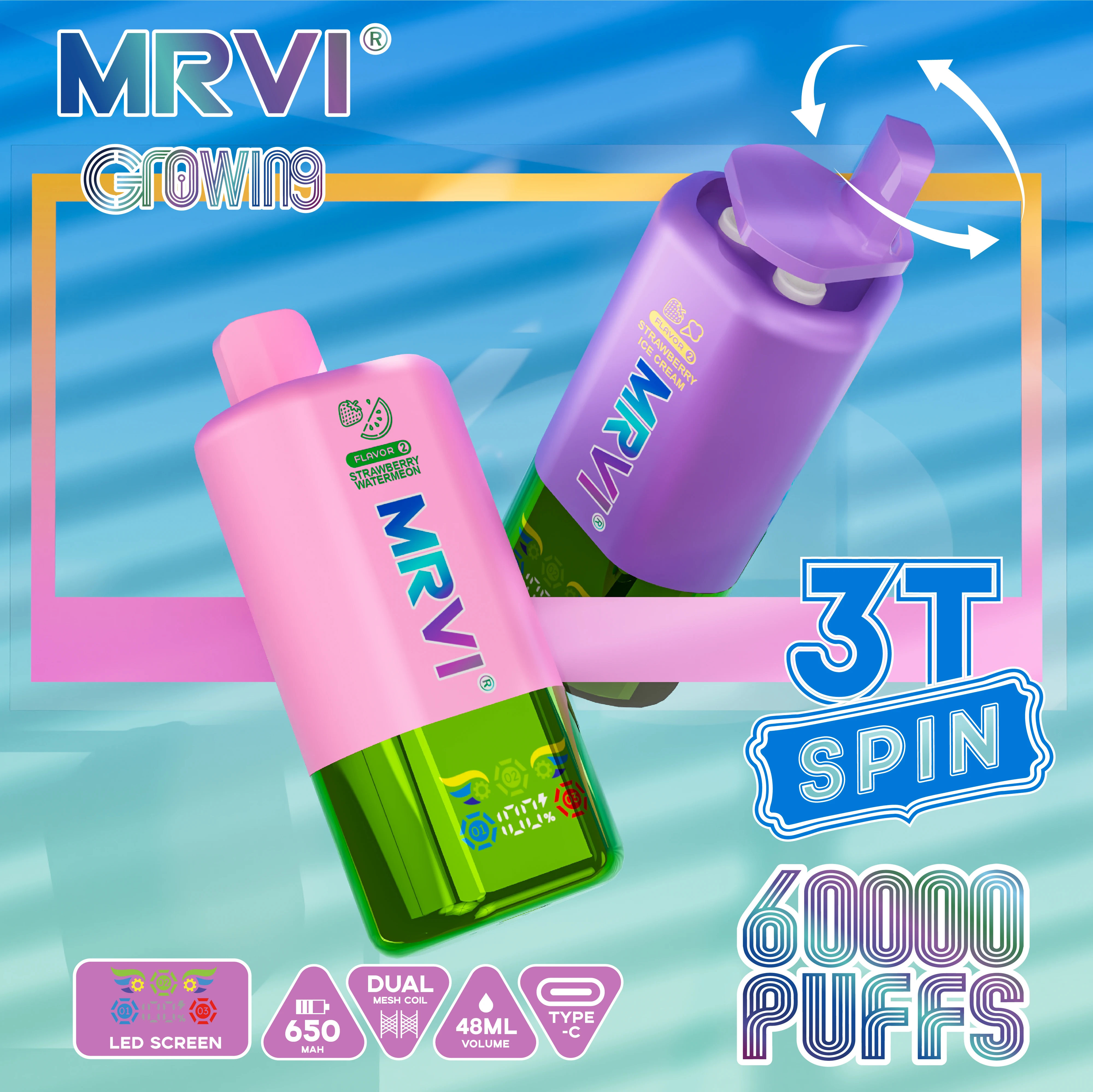 MRVI, 60.000 de pufuri, vaporizator de unică folosință 3-in-1, fotografie 2
