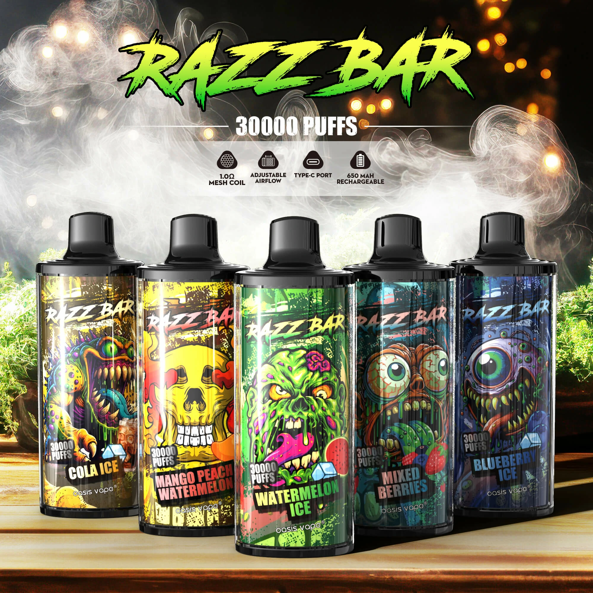 Jednorázový vaporizér Razz Bar, 30 000 potáhnutí